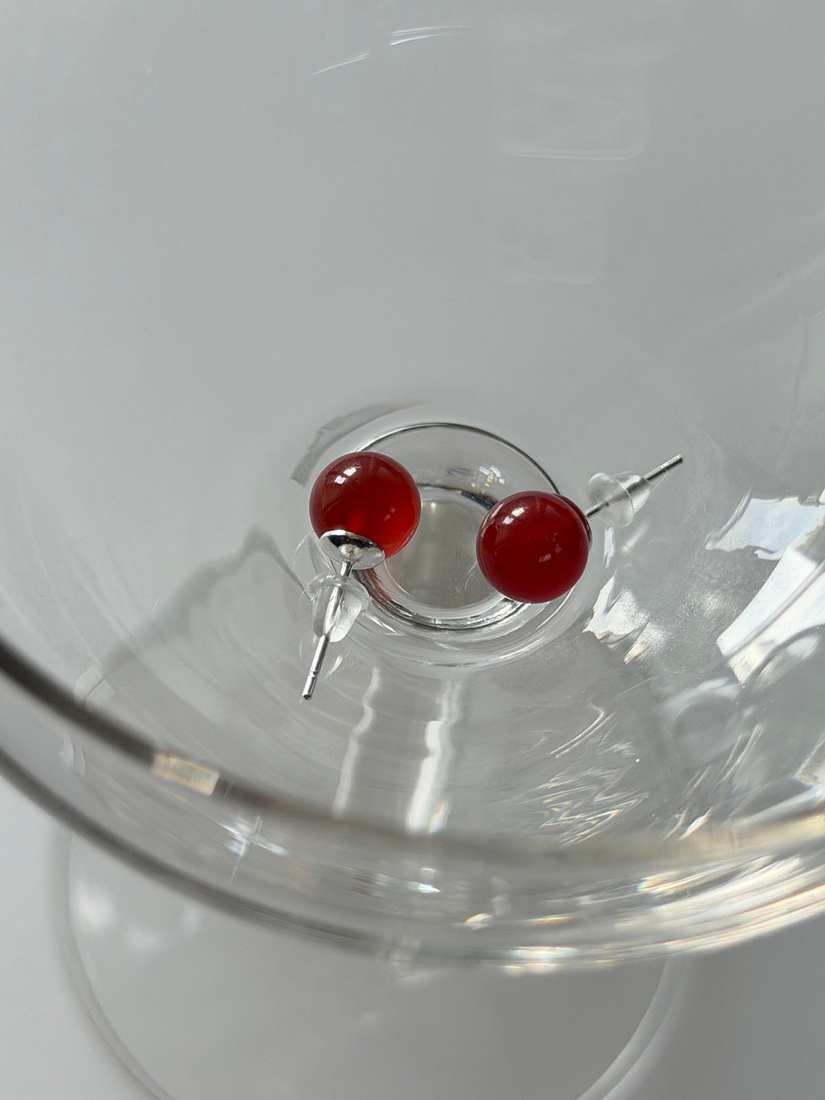 [925 silver] Red Onyx Earrings (2 Sizes)