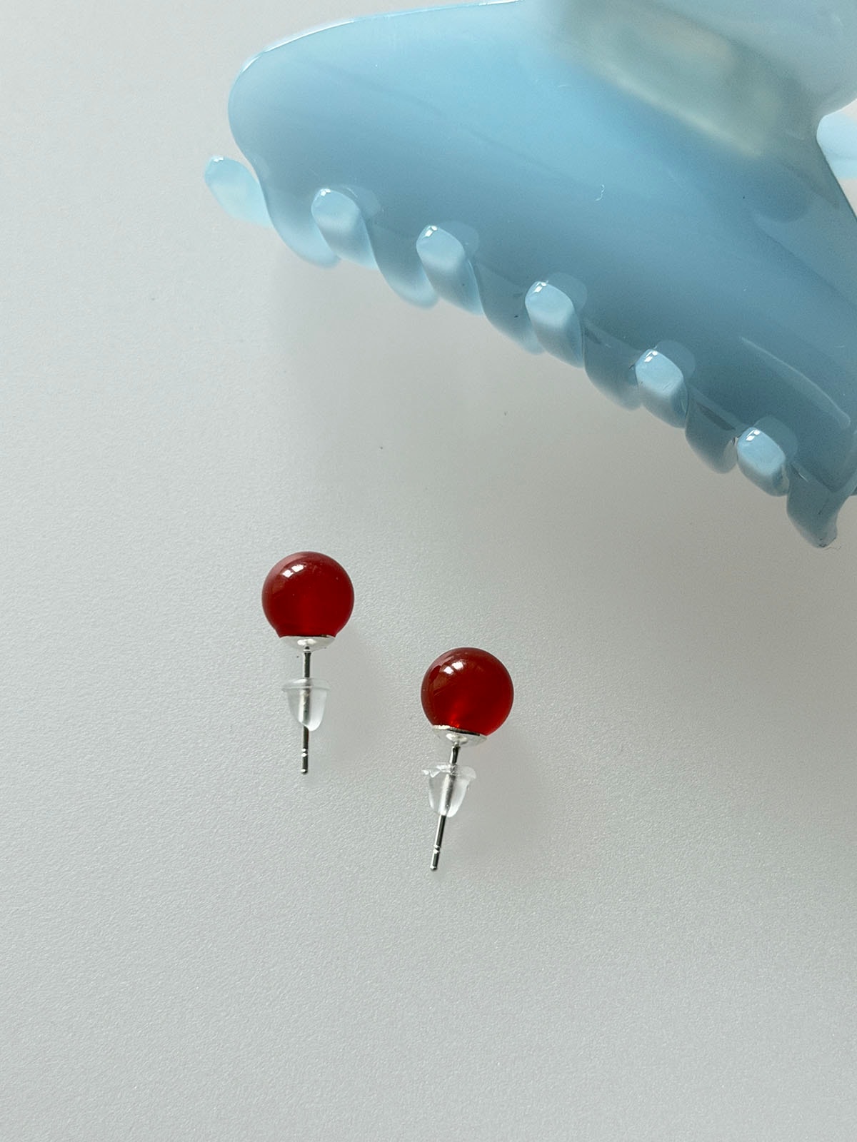 [925 silver] Red Onyx Earrings (2 Sizes)