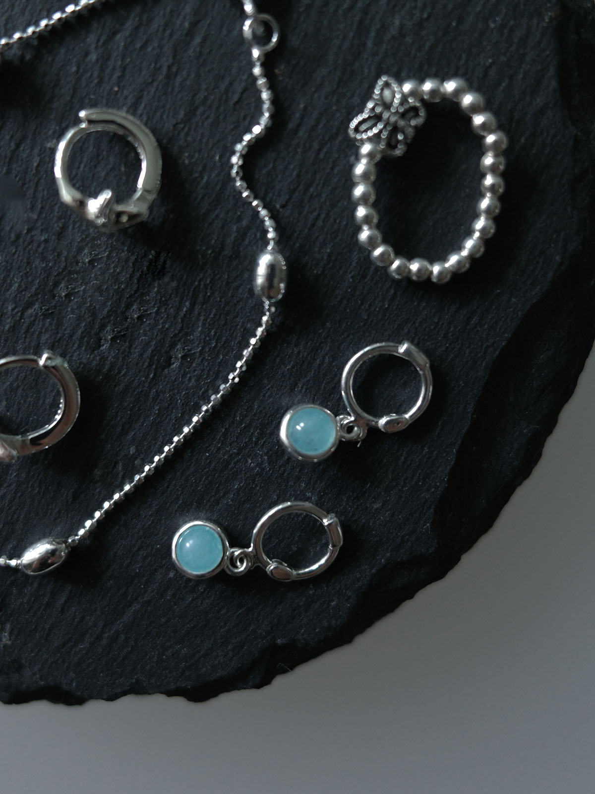 [925 Silver]Amazonite Mini Hoop Earrings