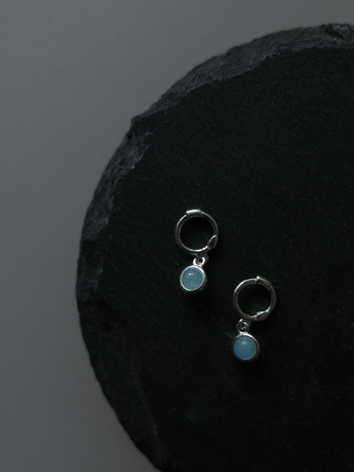 [925 Silver]Amazonite Mini Hoop Earrings
