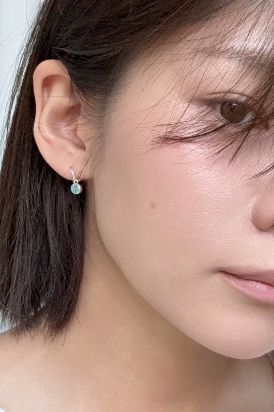 [925 Silver]Amazonite Mini Hoop Earrings