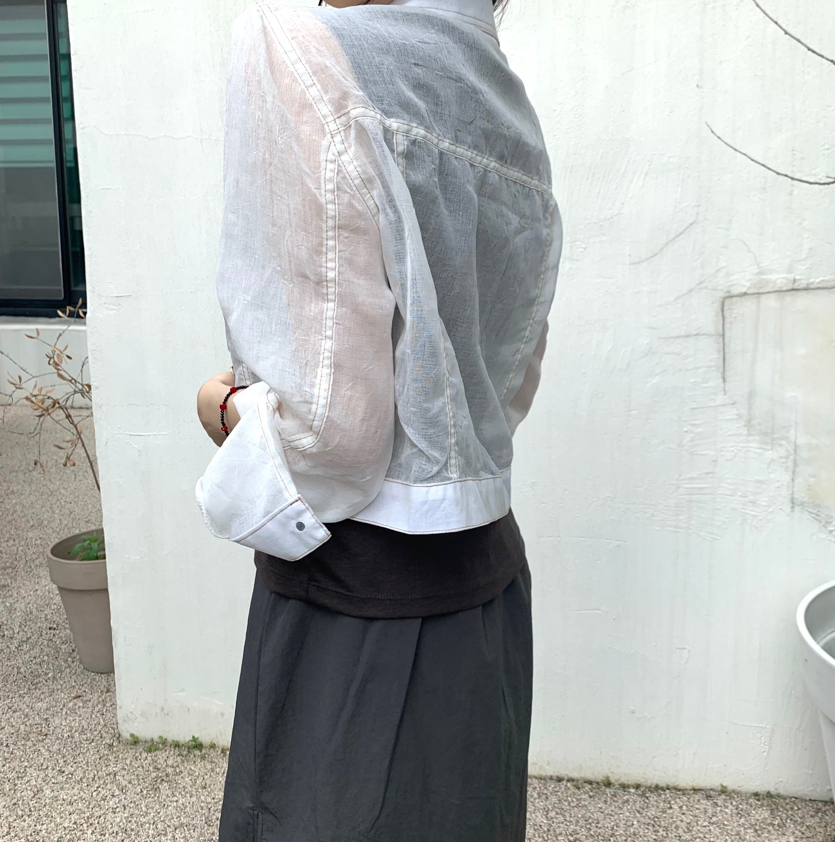 시스루 데님스티치 자켓