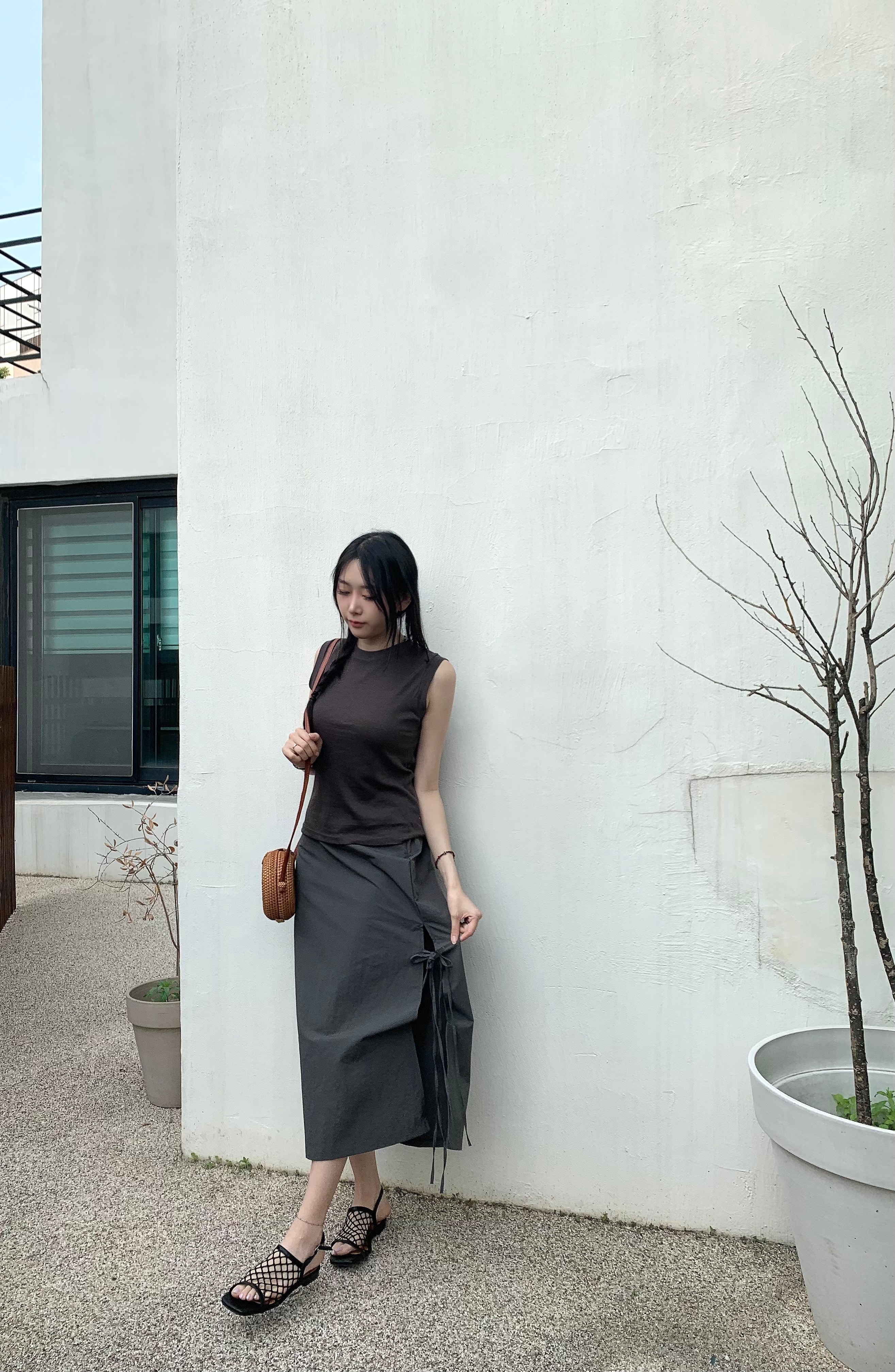 로잉 먹색 스커트