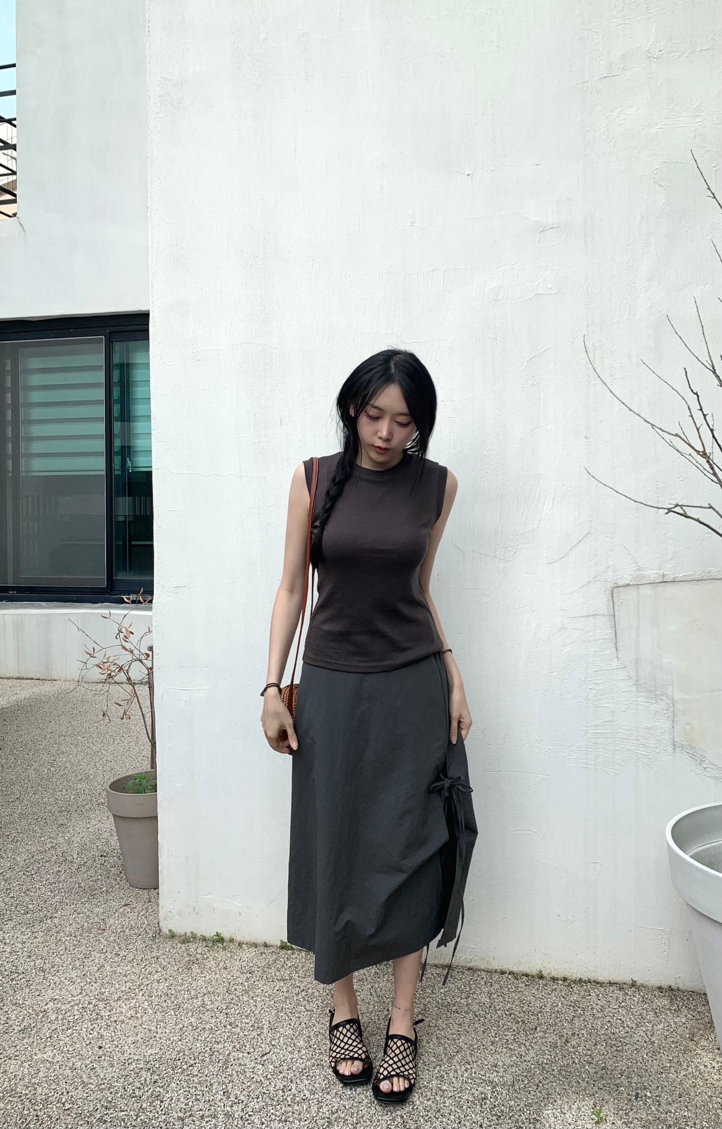 로잉 먹색 스커트