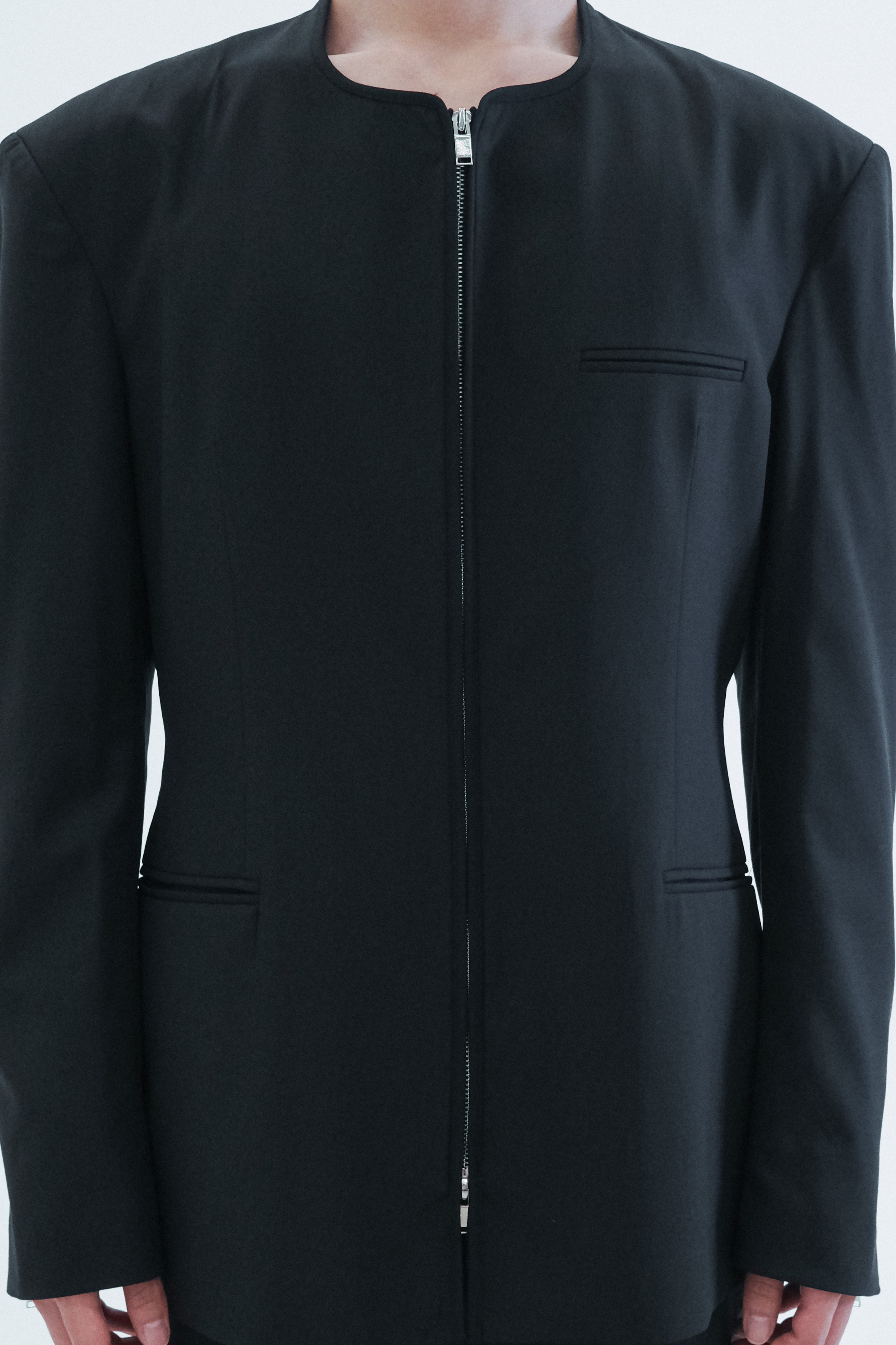 Worsted Slim-Waist Zip-Up Jacket