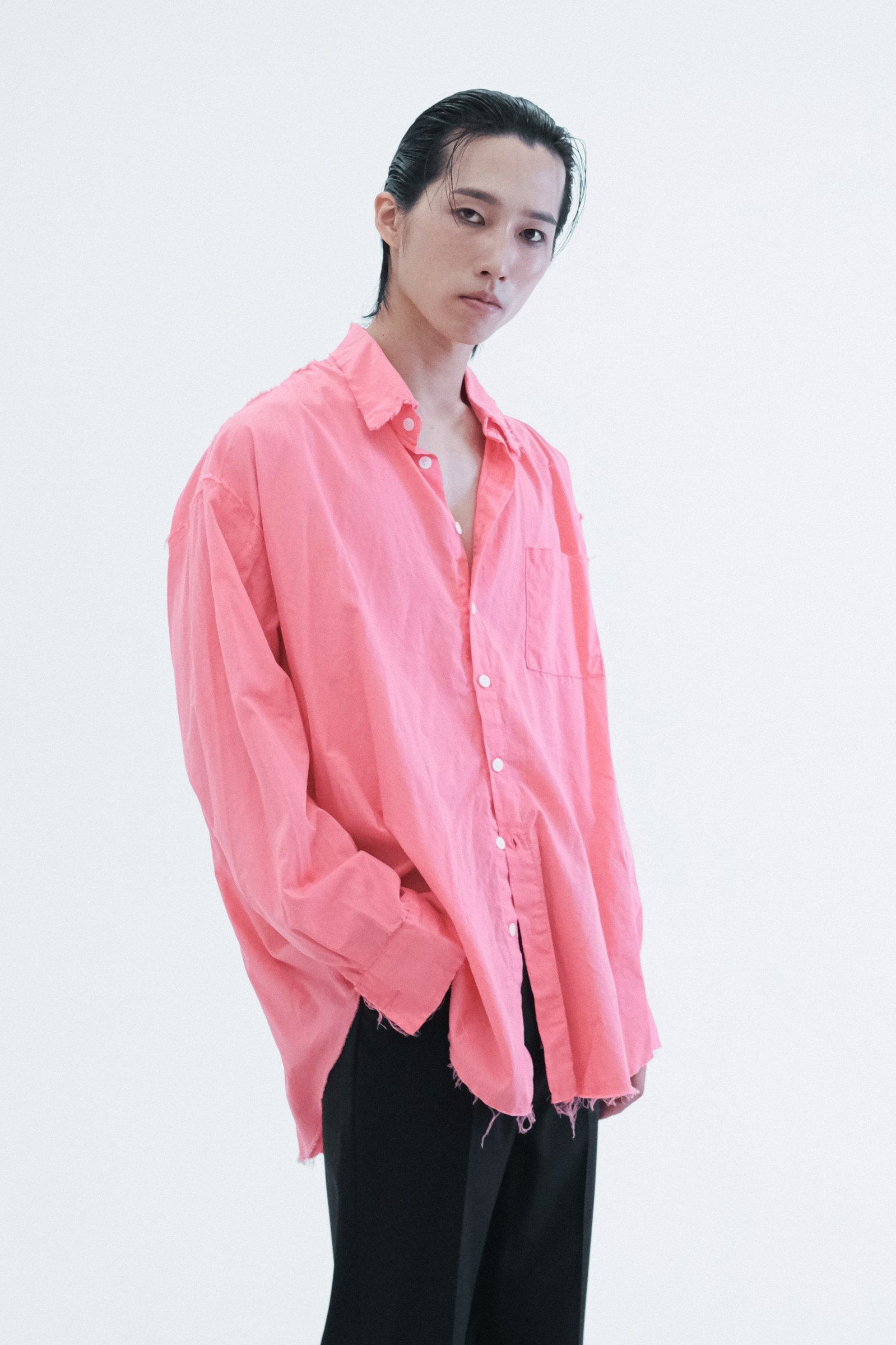 Raw-Edge Oversized Shirt