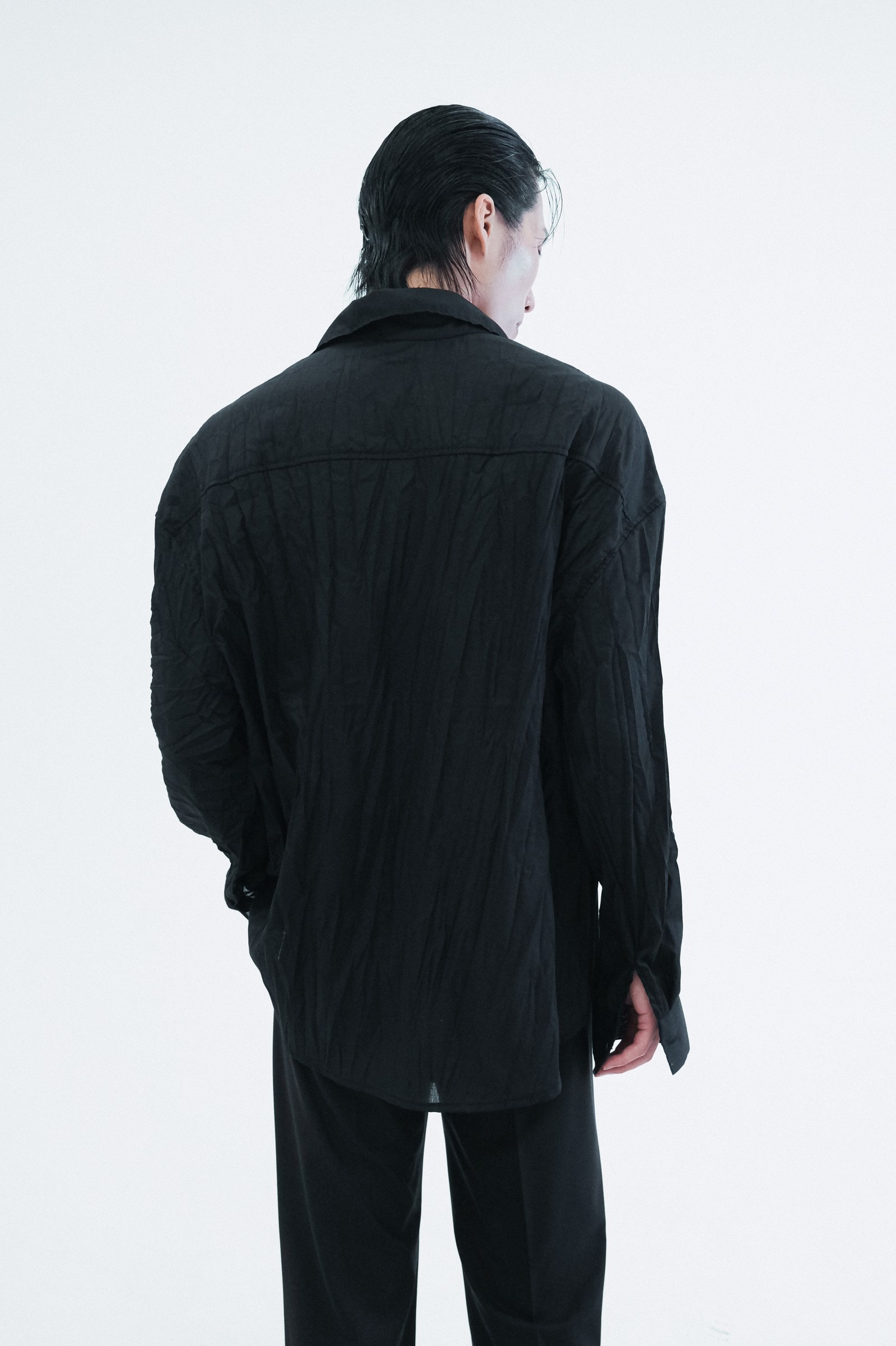 Black Oversized Wrinkle Shirt