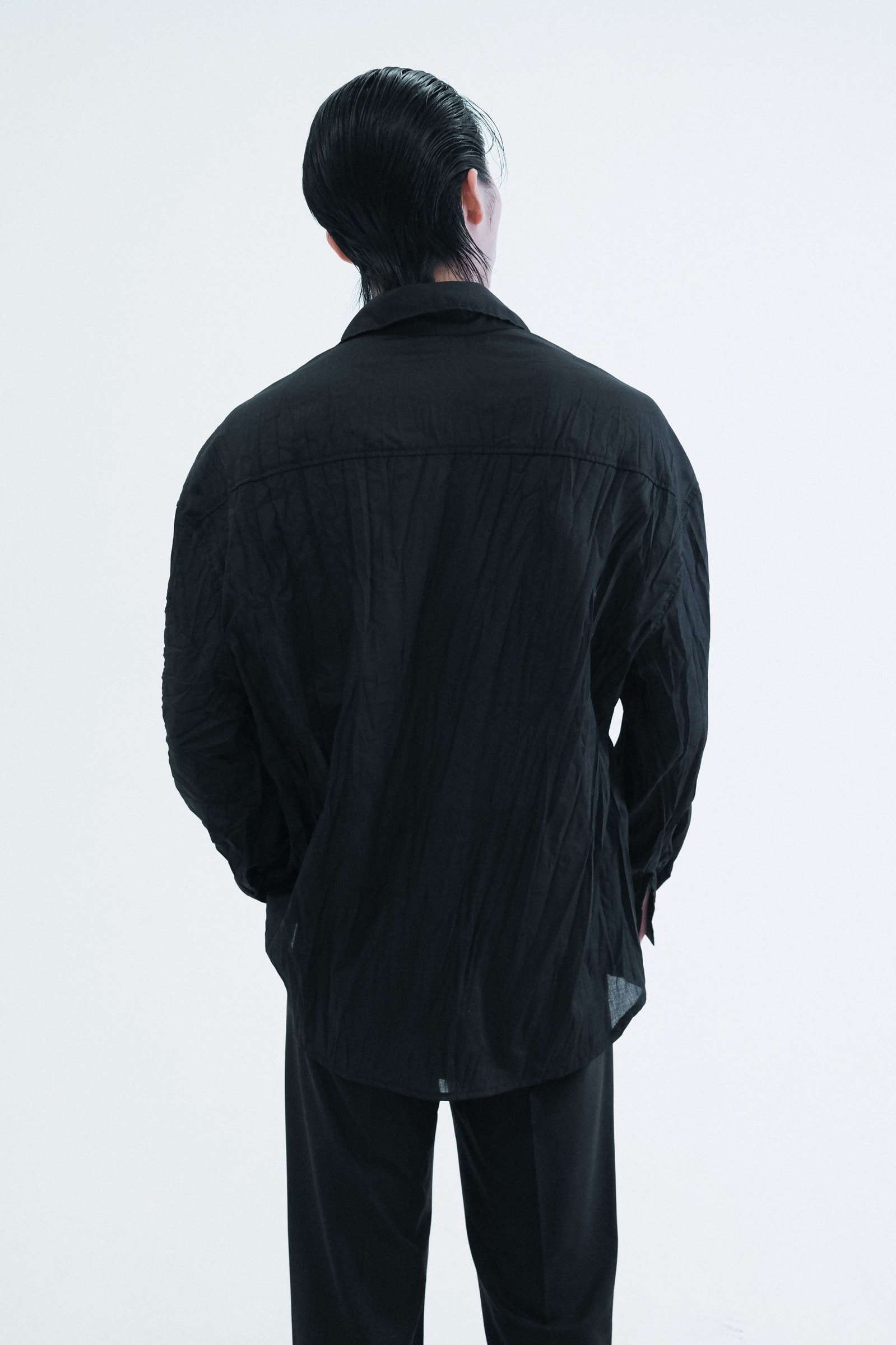 Black Oversized Wrinkle Shirt