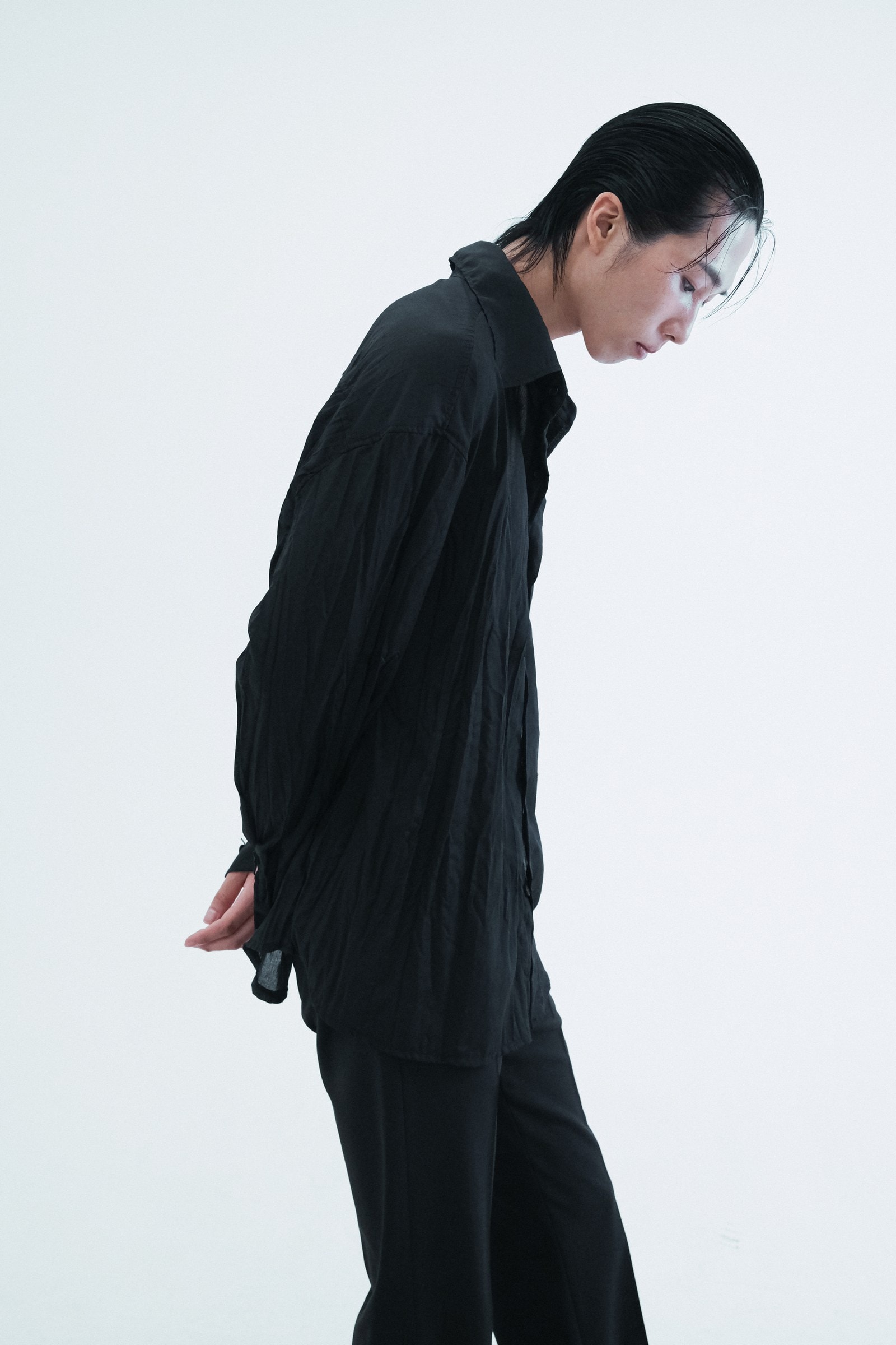 Black Oversized Wrinkle Shirt