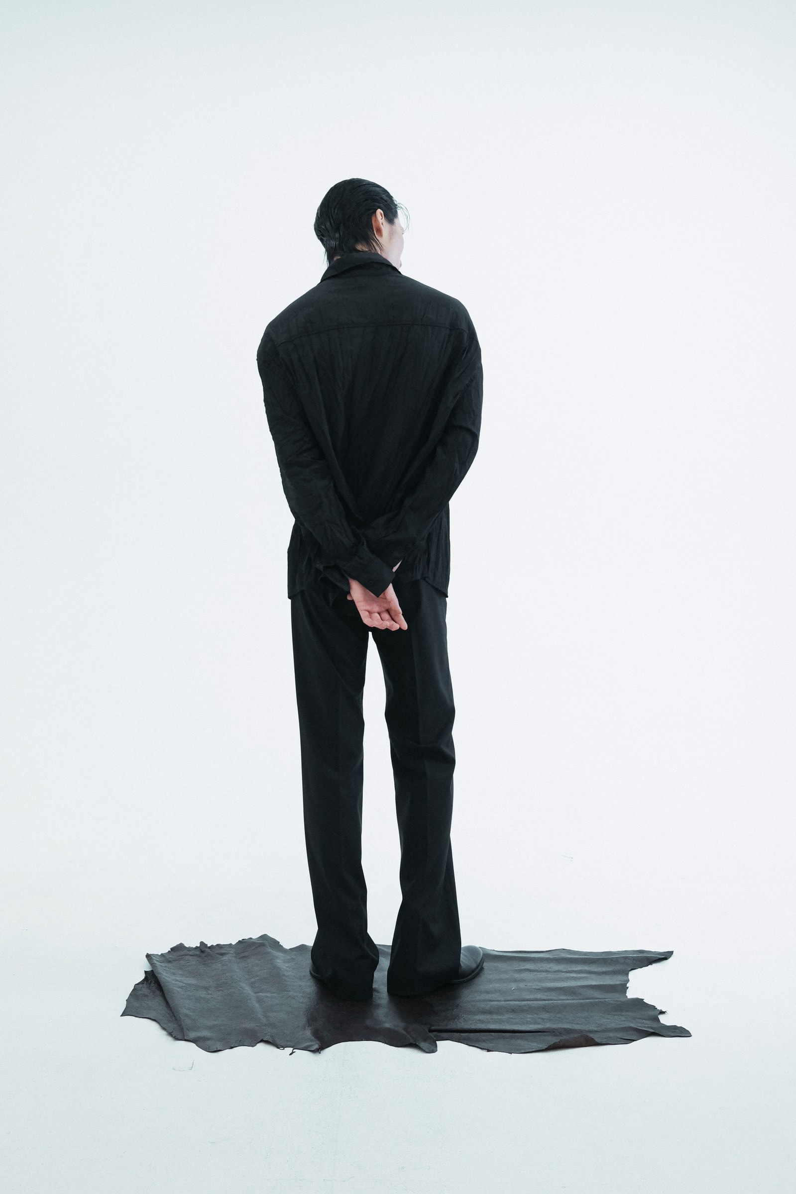 Black Oversized Wrinkle Shirt