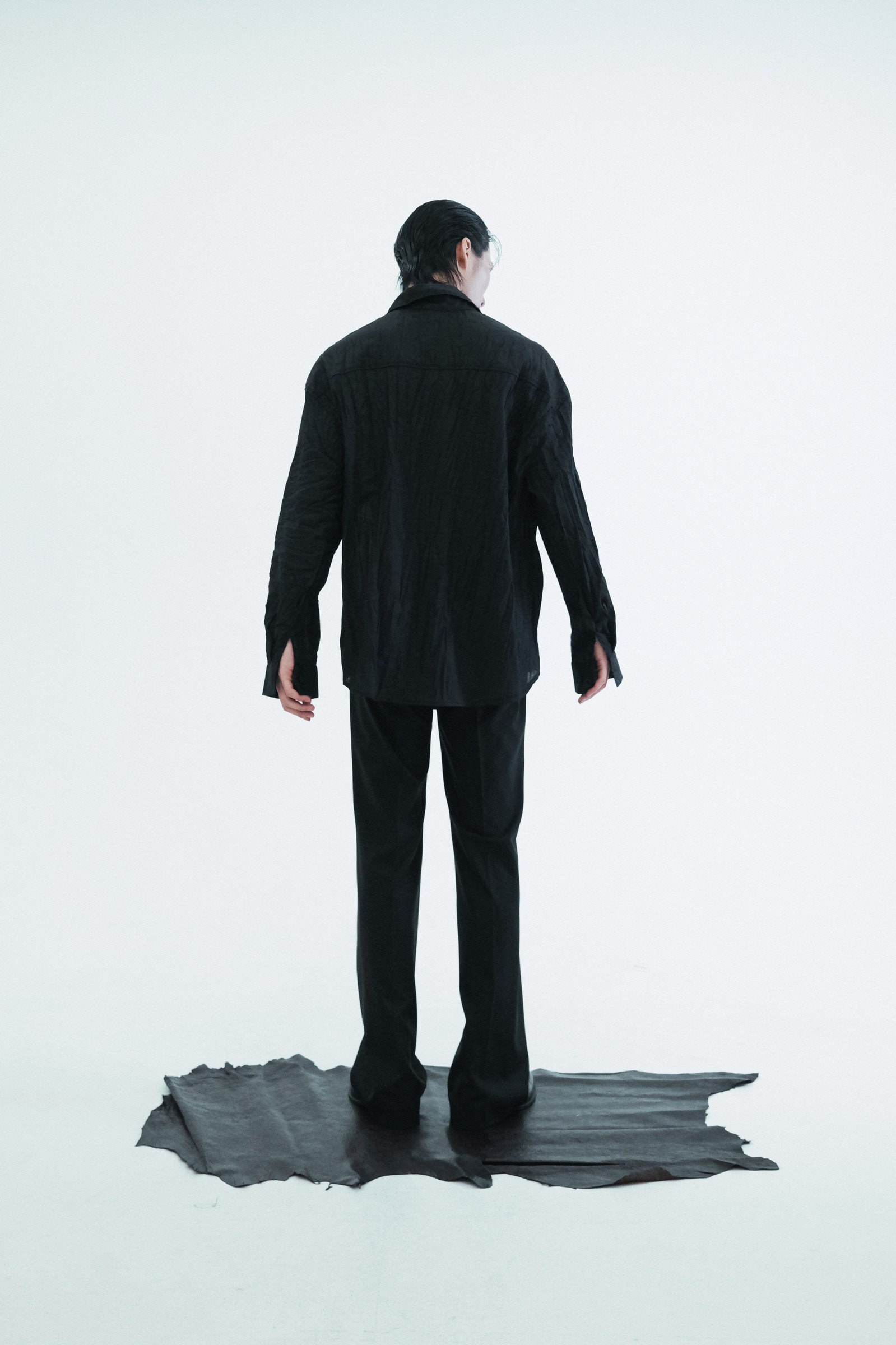 Black Oversized Wrinkle Shirt