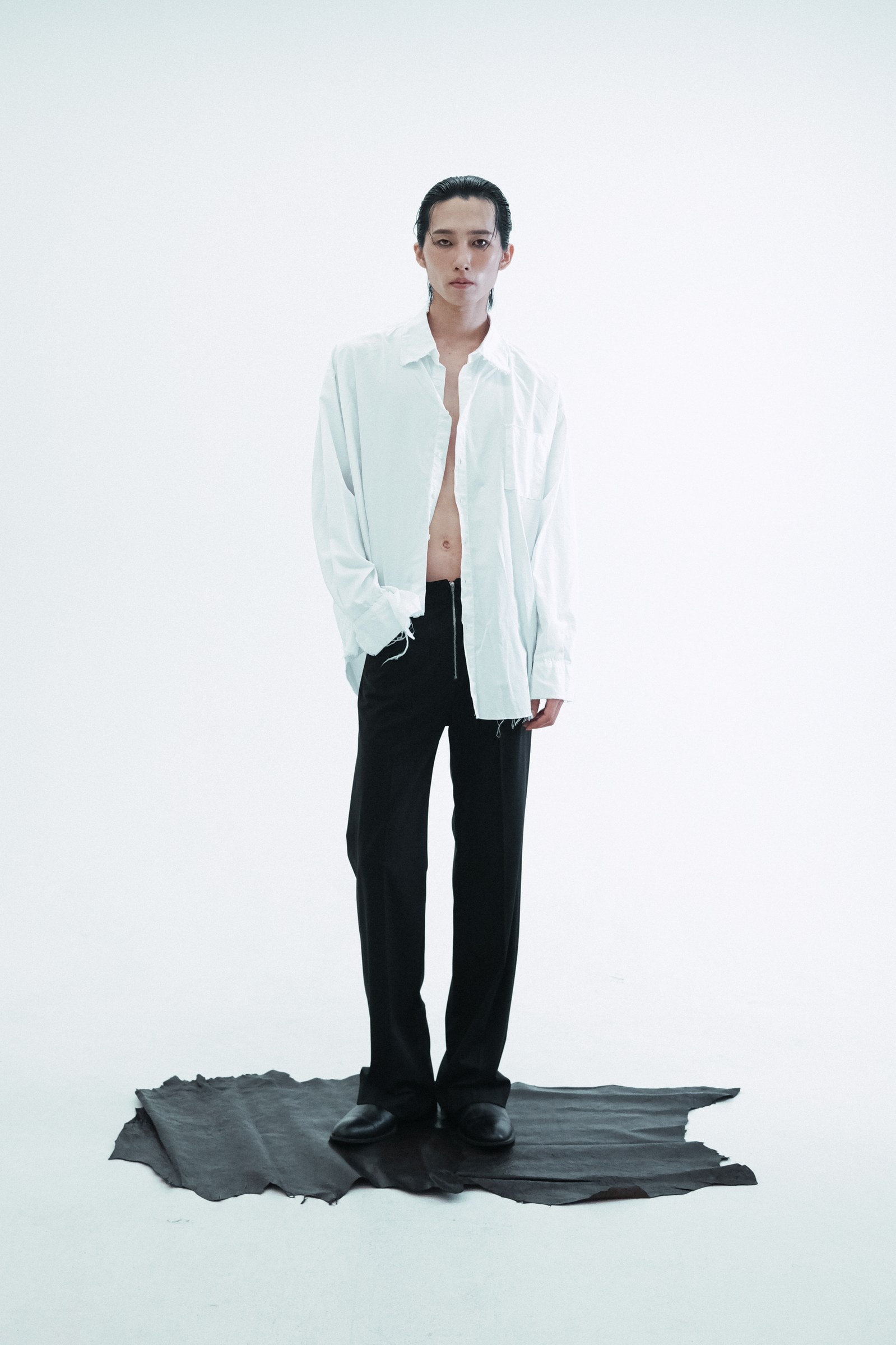 Raw-Edge Oversized Shirt