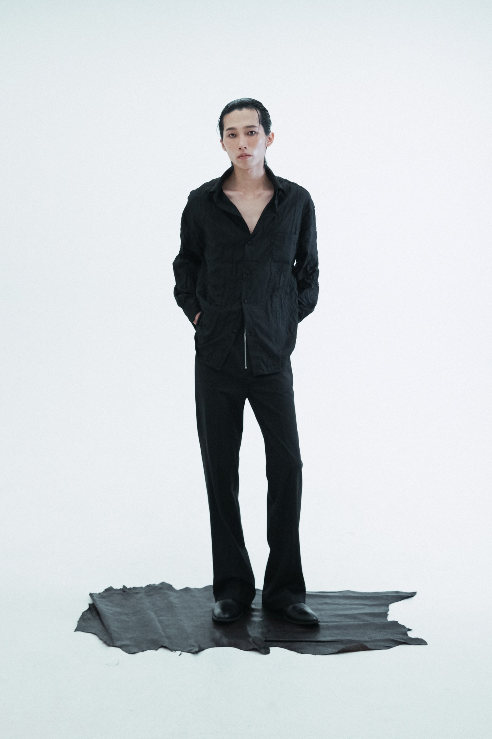 Black Oversized Wrinkle Shirt