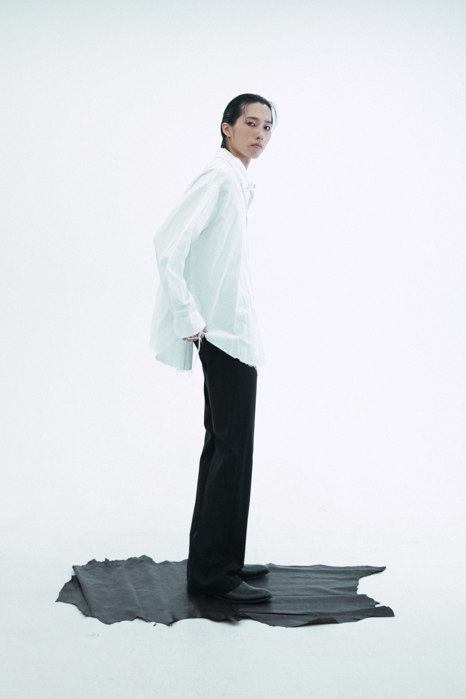 Raw-Edge Oversized Shirt