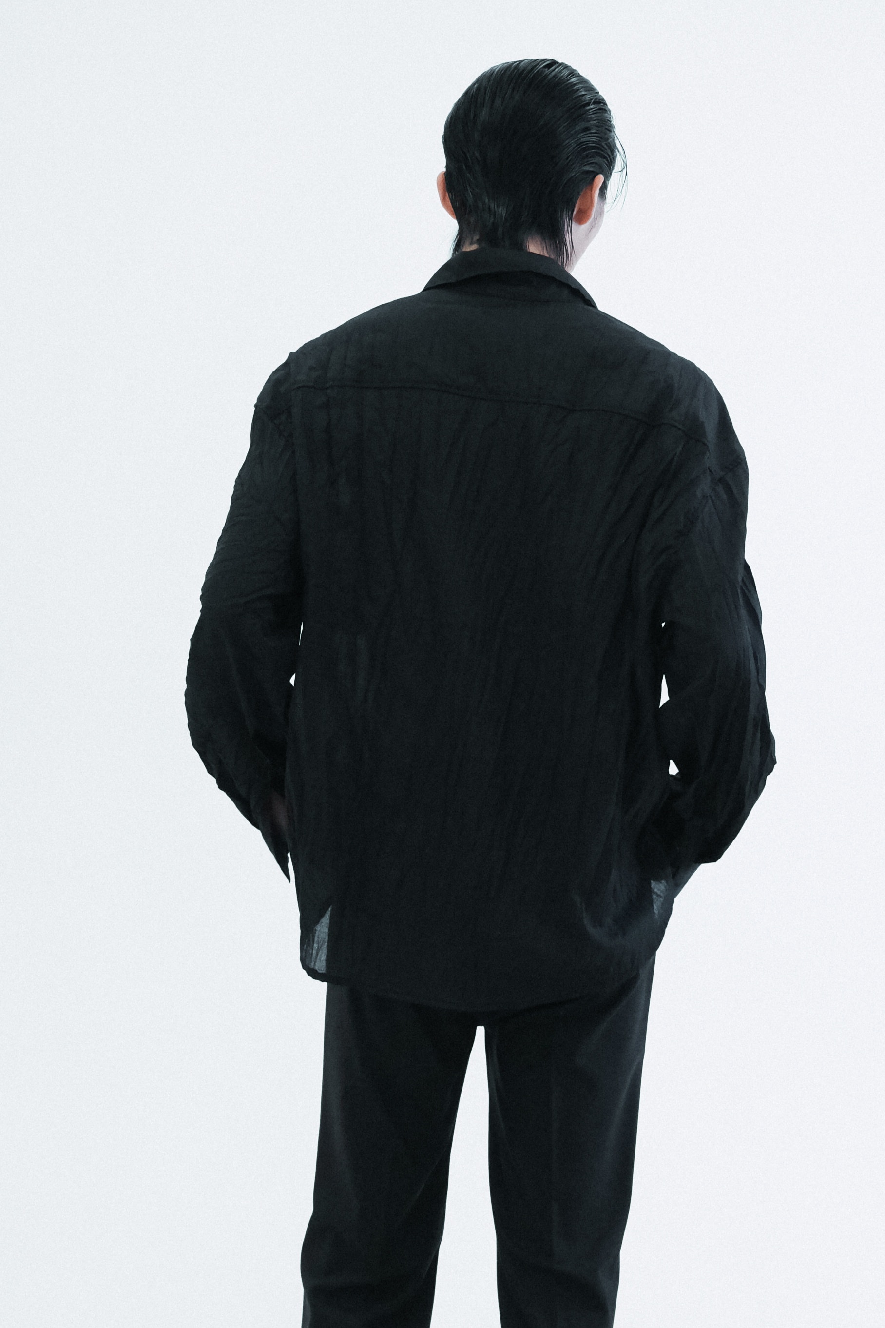 Black Oversized Wrinkle Shirt
