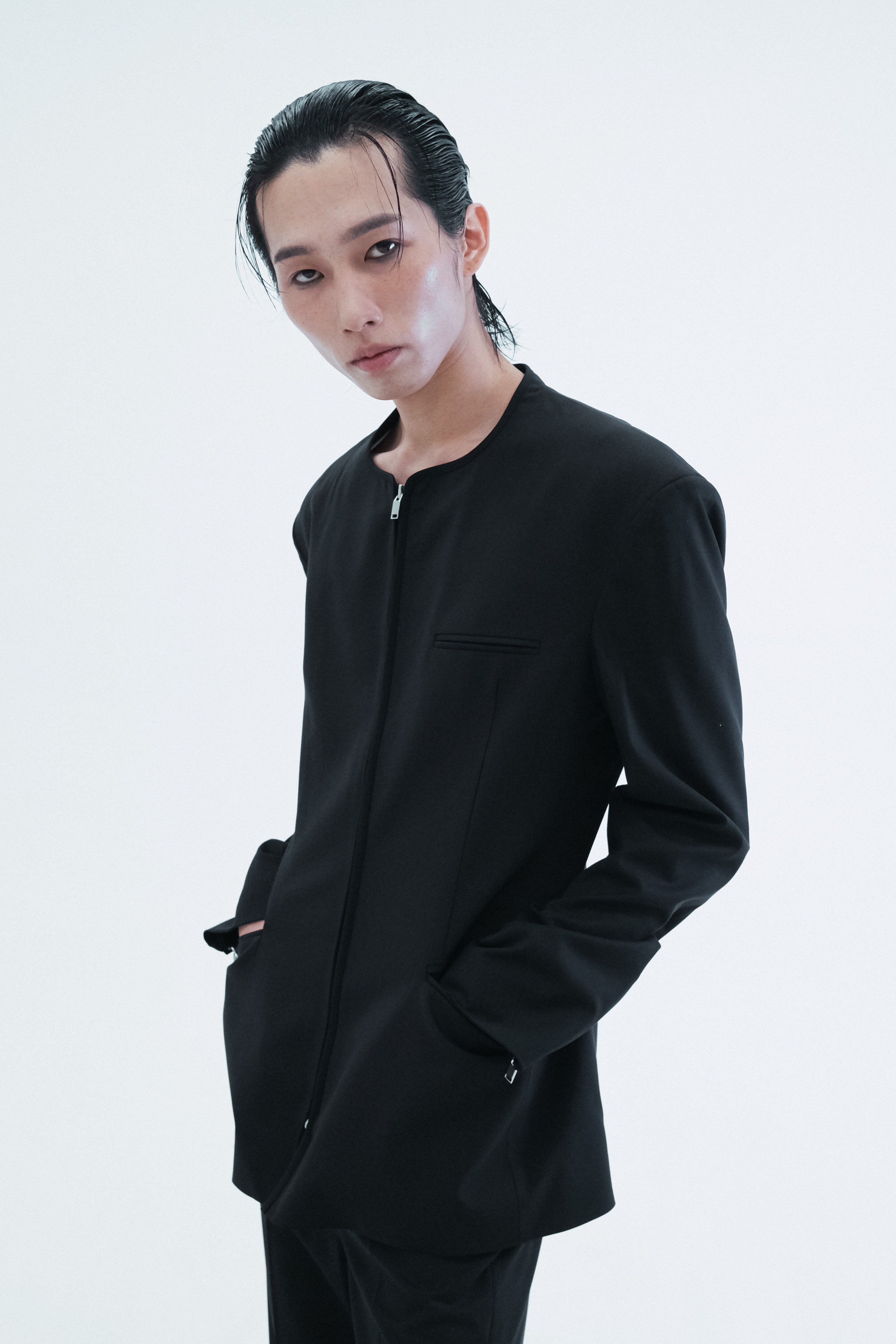 Worsted Slim-Waist Zip-Up Jacket