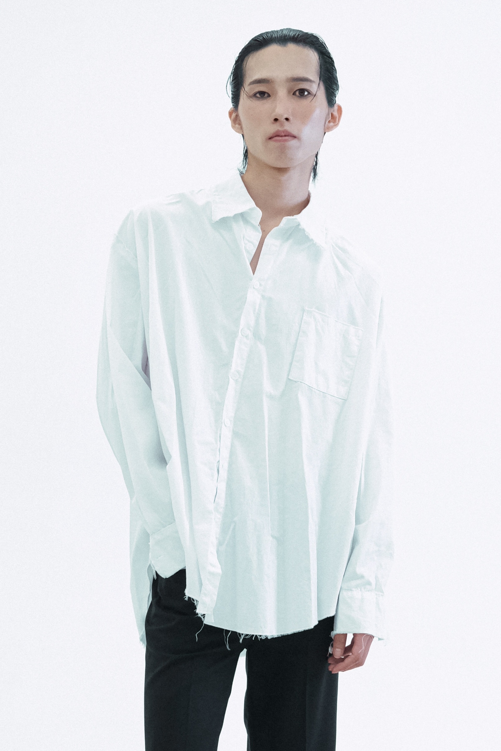Raw-Edge Oversized Shirt