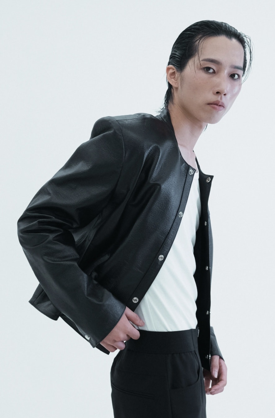 Leather Round Neck Trucker Jacket