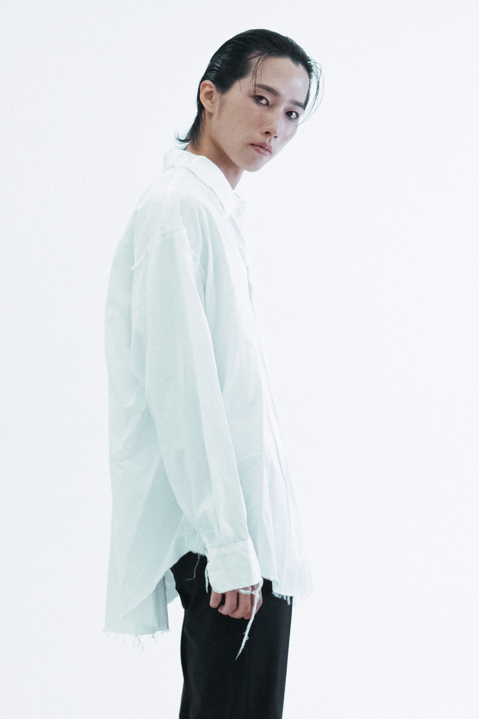 Raw-Edge Oversized Shirt