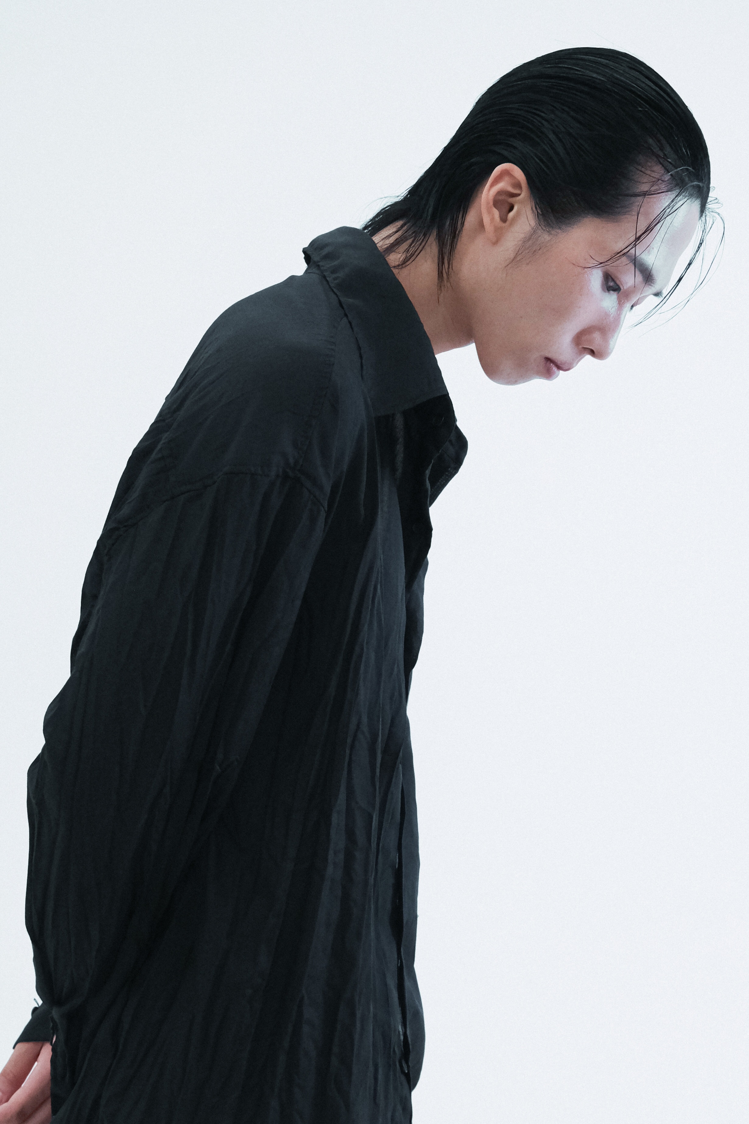 Black Oversized Wrinkle Shirt