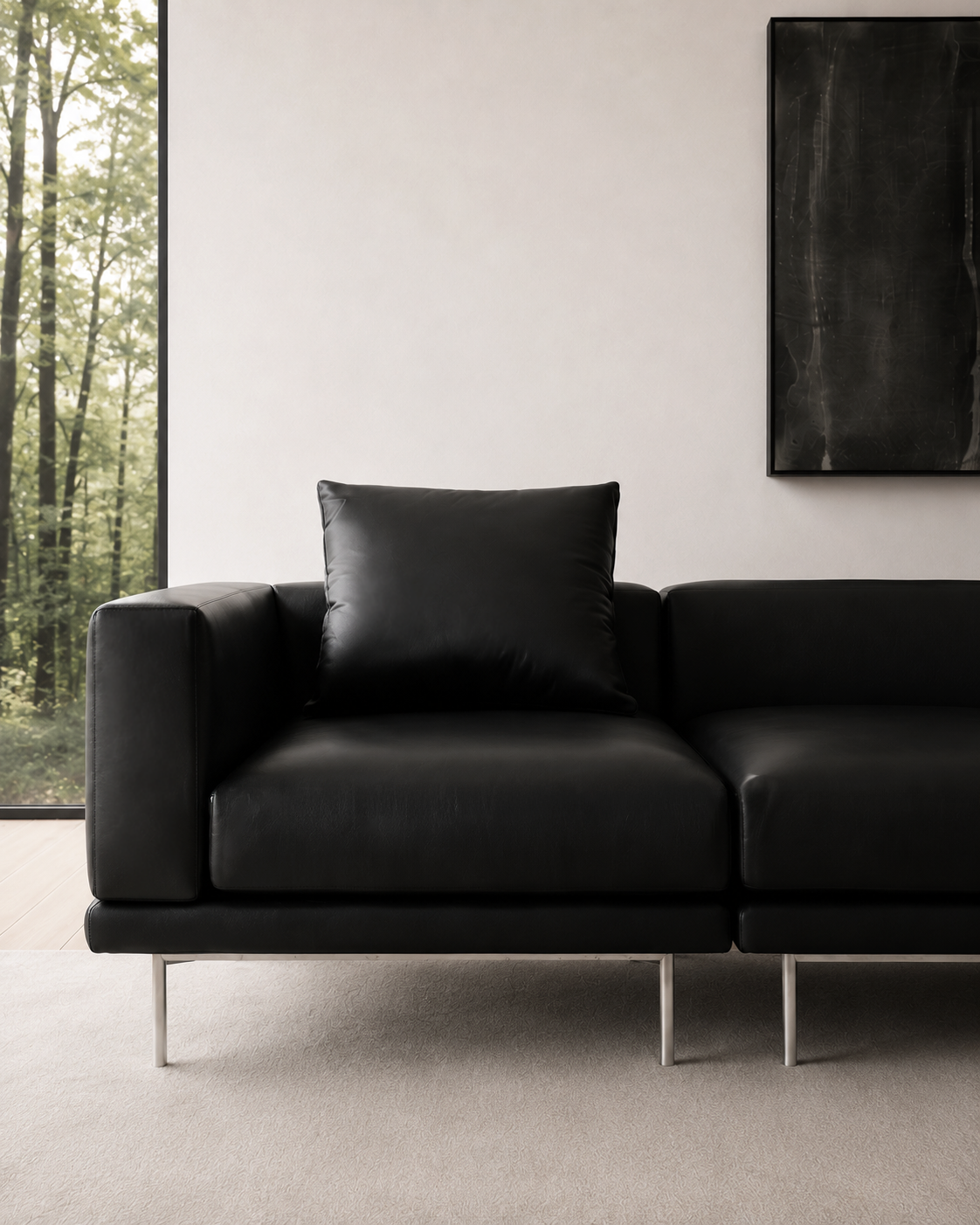 NO9. 2 Units Leather Sofa(Armrest Twin Seat/ Tray)