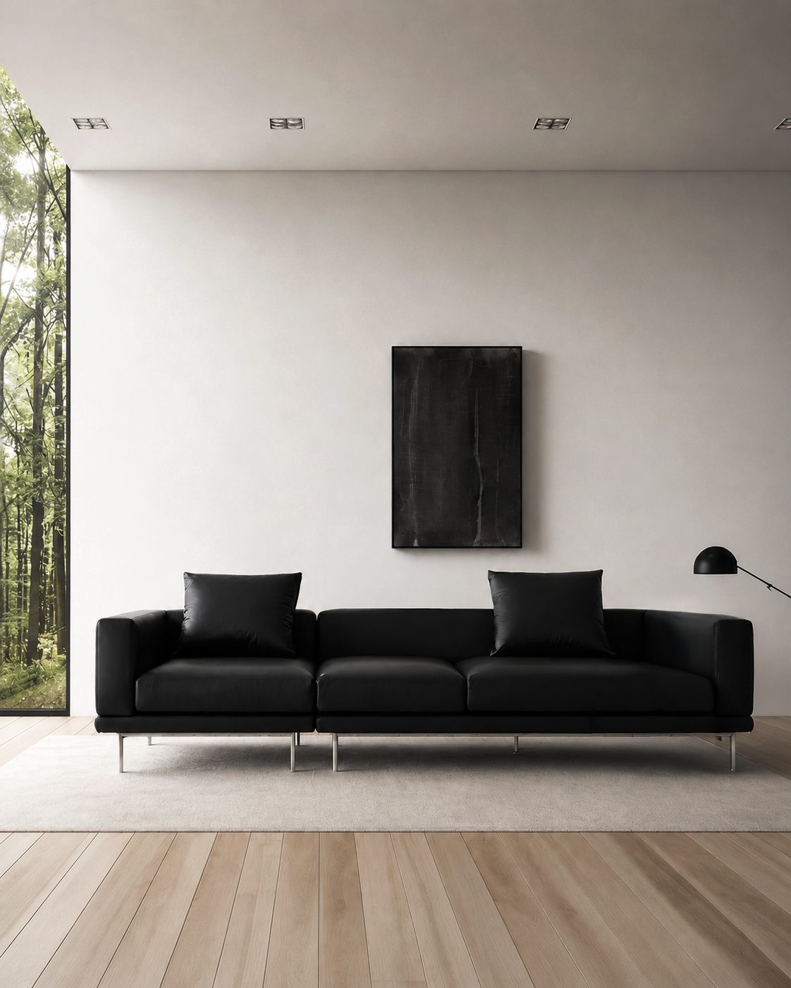 NO9. 2 Units Leather Sofa(Armrest Twin Seat/ Tray)