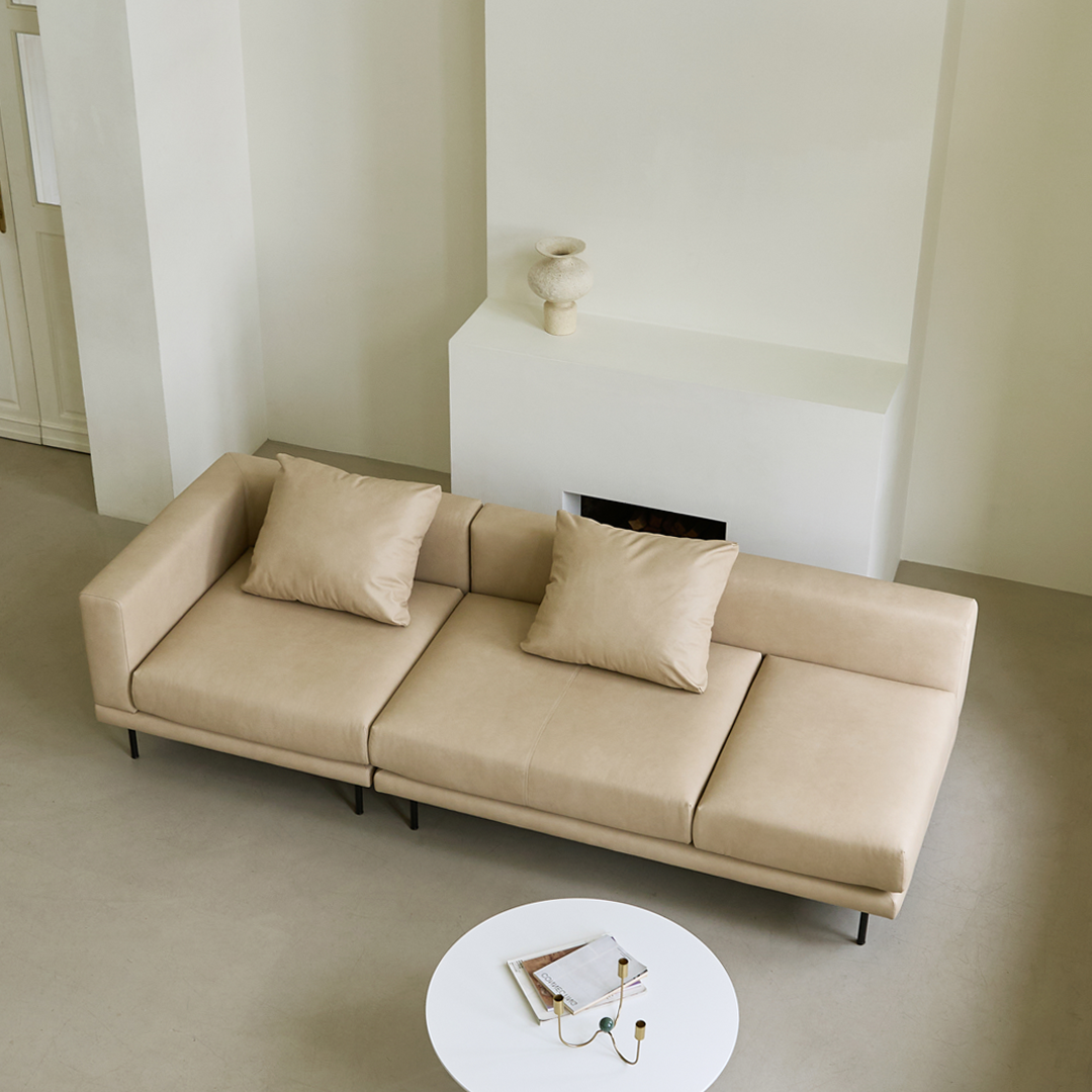 NO9. 2 Units Leather Sofa(Armless Twin Seat/ Tray)