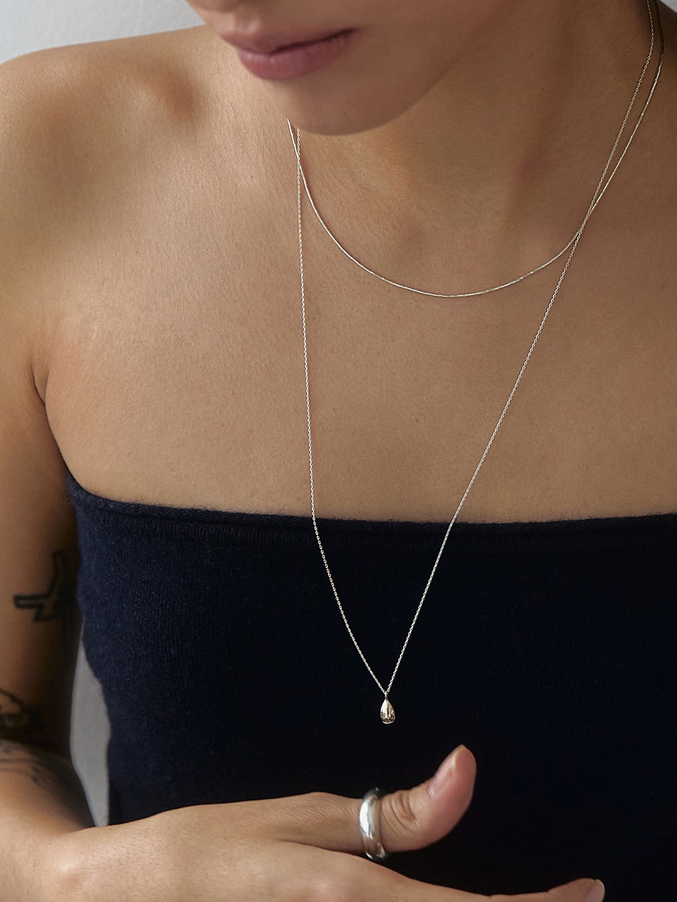 Tear Drop Necklace (flat chain)