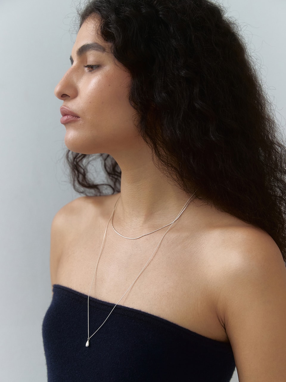 Tear Drop Necklace (flat chain)