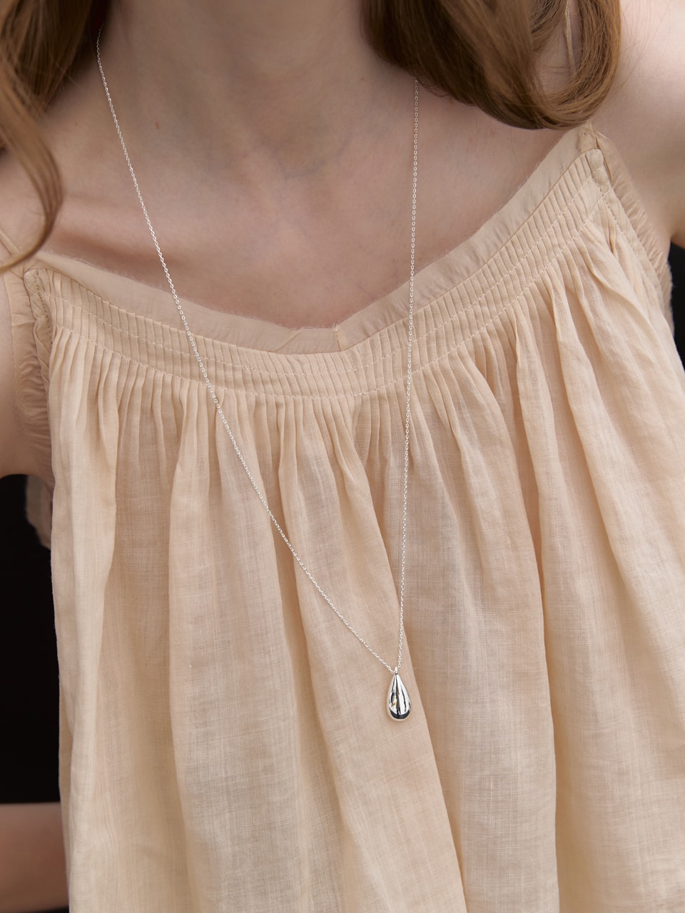[ver.2] Water Drop Long Necklace