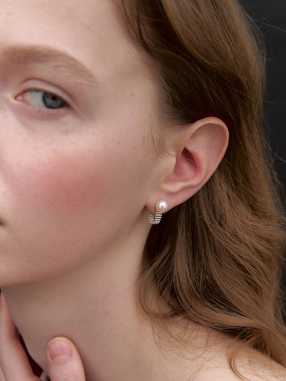 Ball Band Chain Earring (pearl)