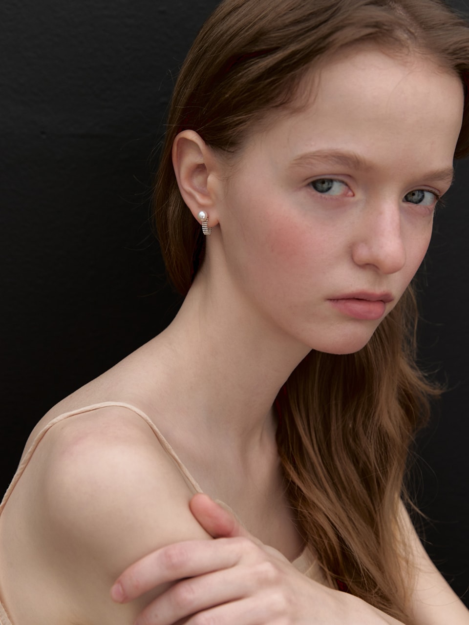 Ball Band Chain Earring (pearl)
