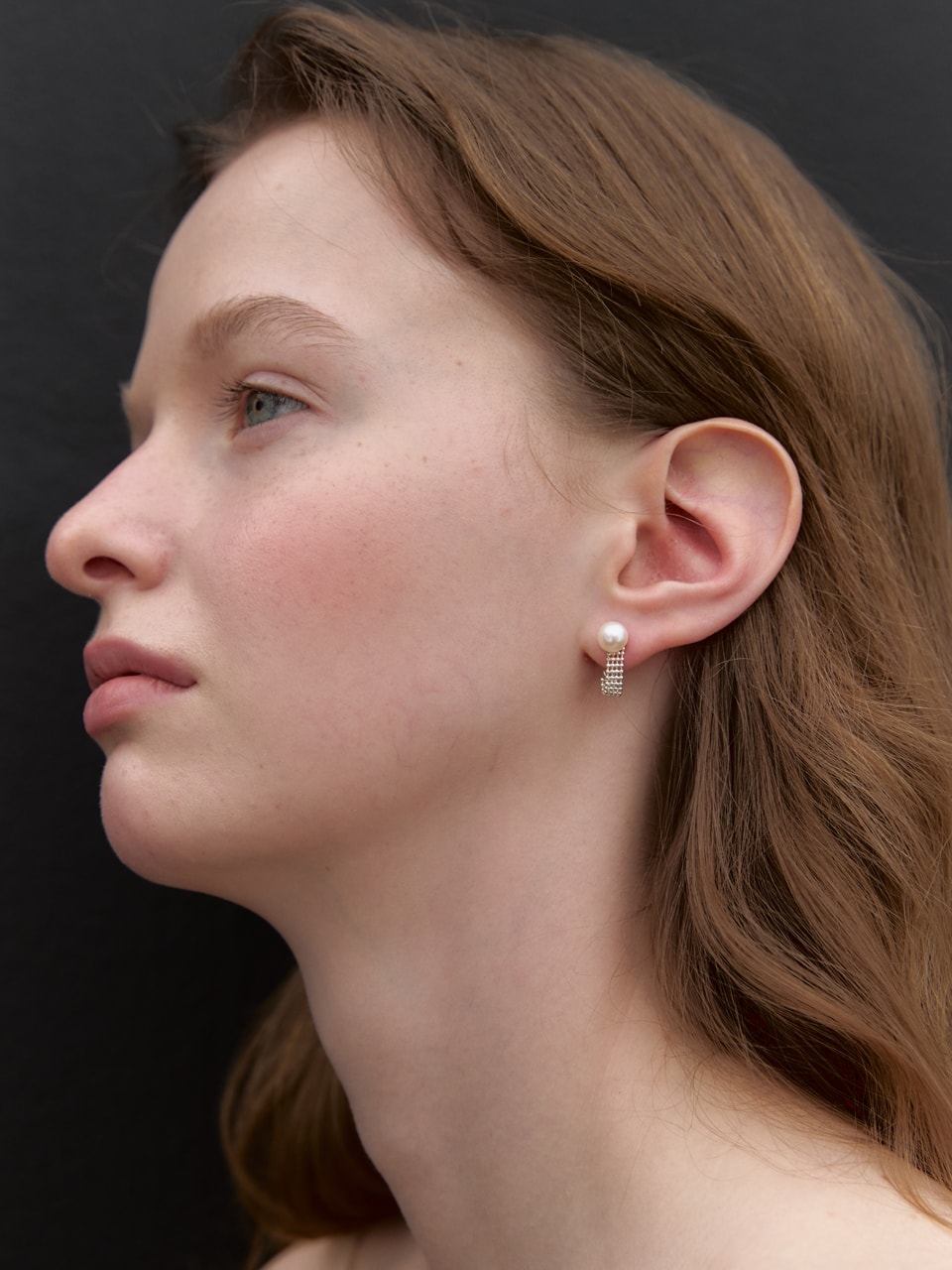 Ball Band Chain Earring (pearl)