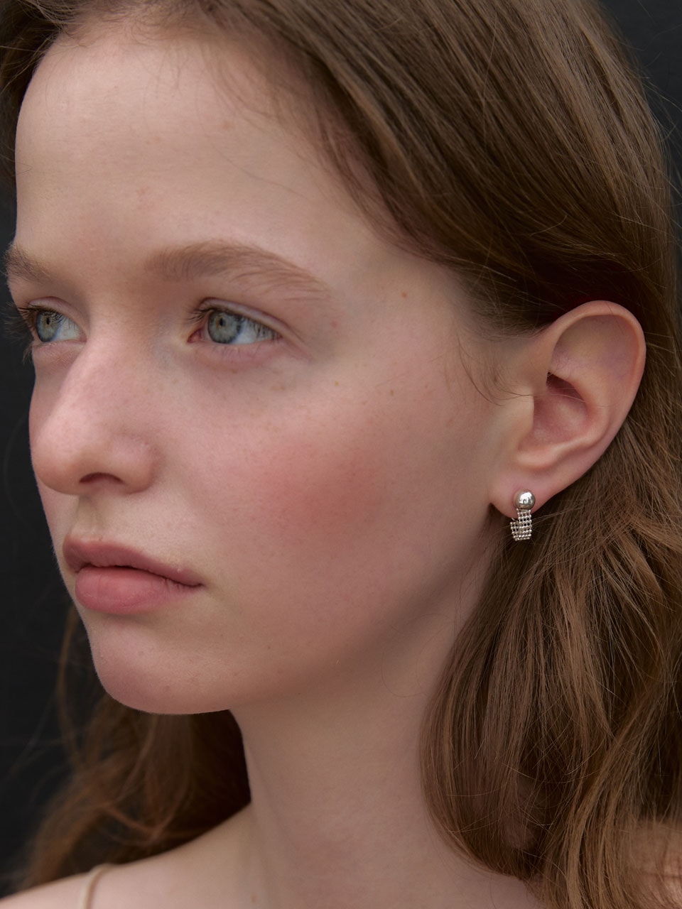 Ball Band Chain Earring (silver ball)