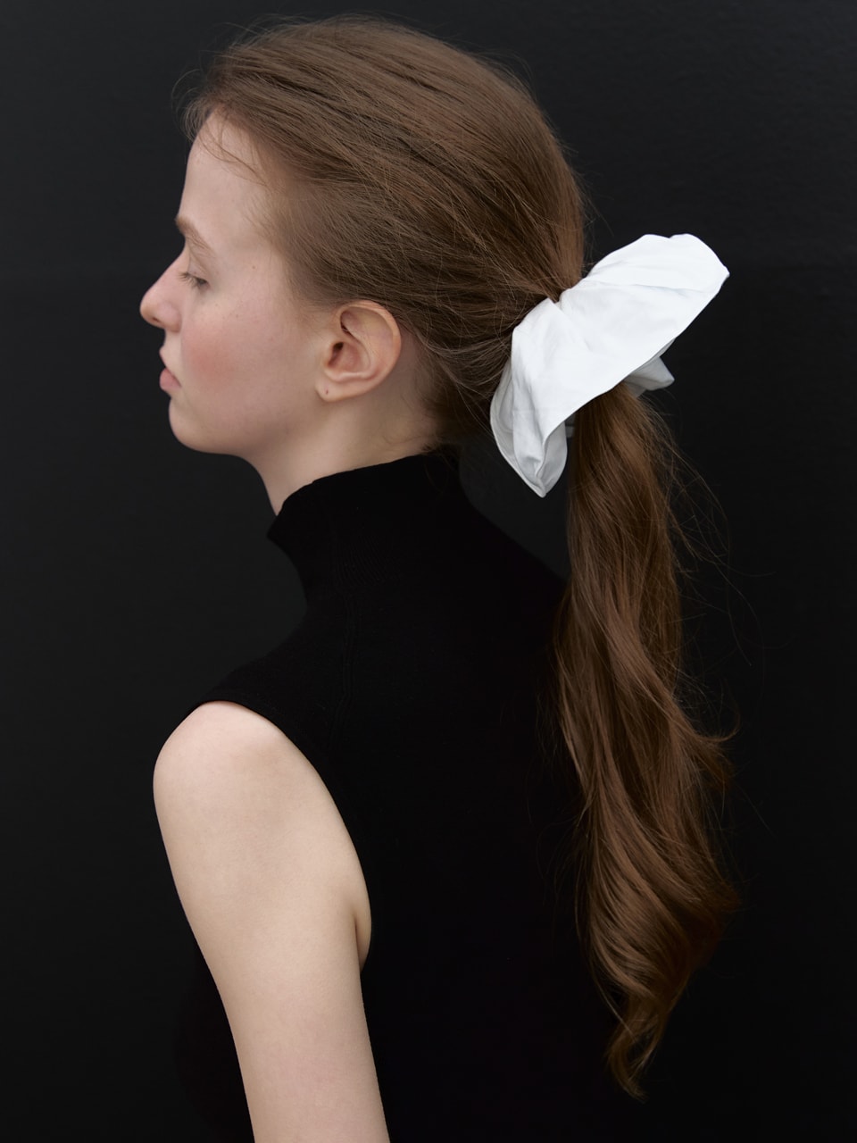 Silky Drape Scrunchie (solid white)
