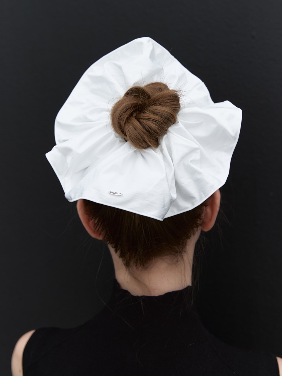 Silky Drape Scrunchie (solid white)
