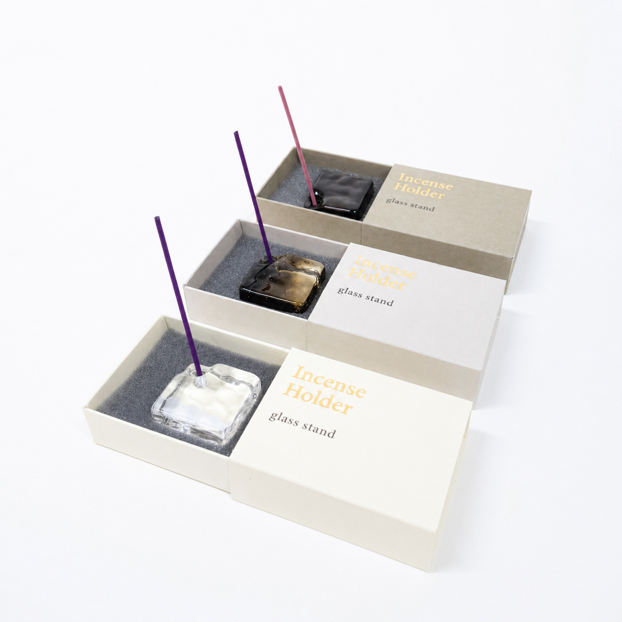 민트다 코우사이도 글라스 스퀘어 인센스 홀더 3종 Glass Square Incense Holder