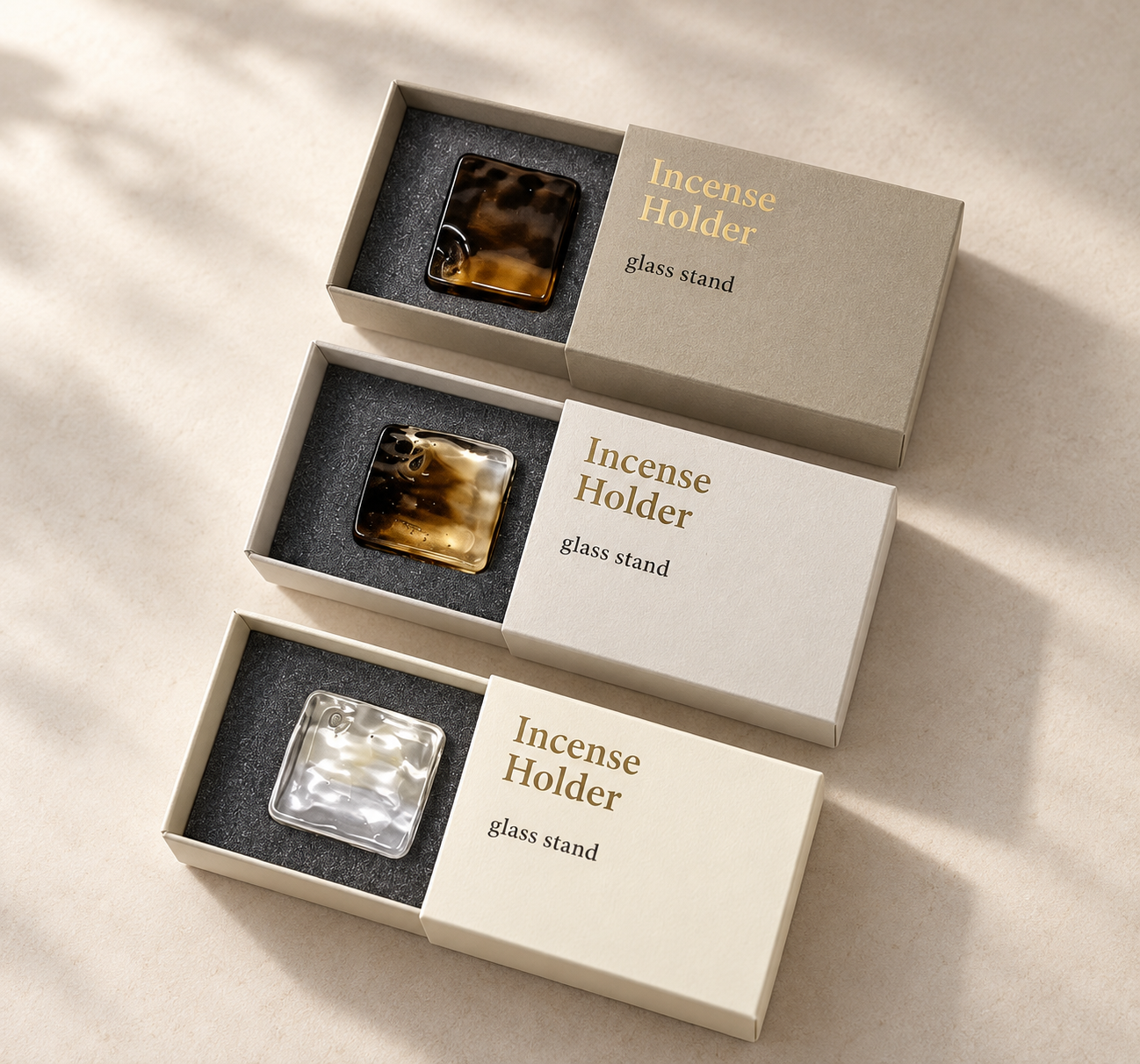 민트다 코우사이도 글라스 스퀘어 인센스 홀더 3종 Glass Square Incense Holder