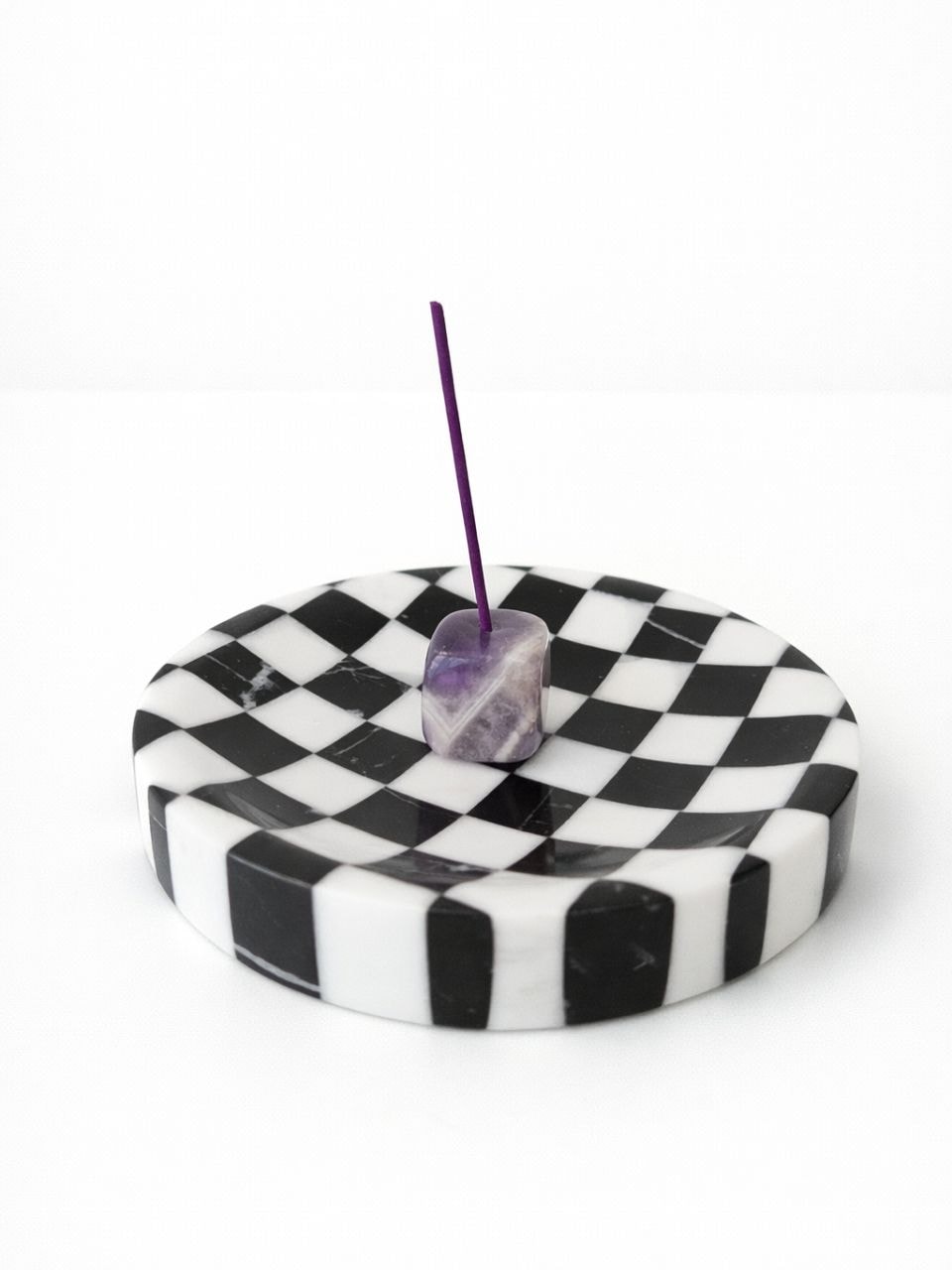 블랙 큐브 마블 라운드 트레이 Black Cube Marble Round Tray