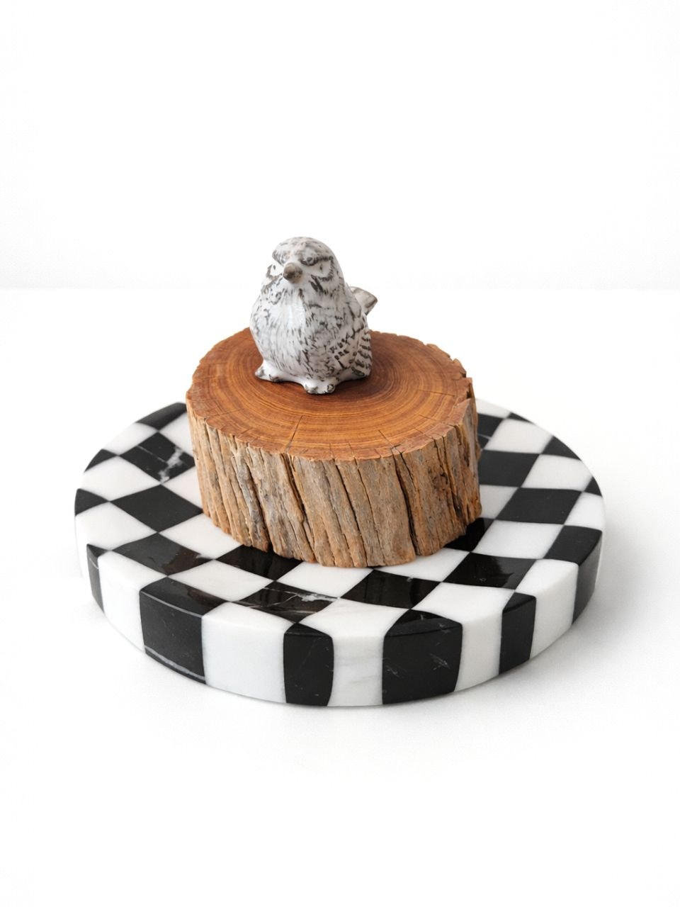 블랙 큐브 마블 라운드 트레이 Black Cube Marble Round Tray