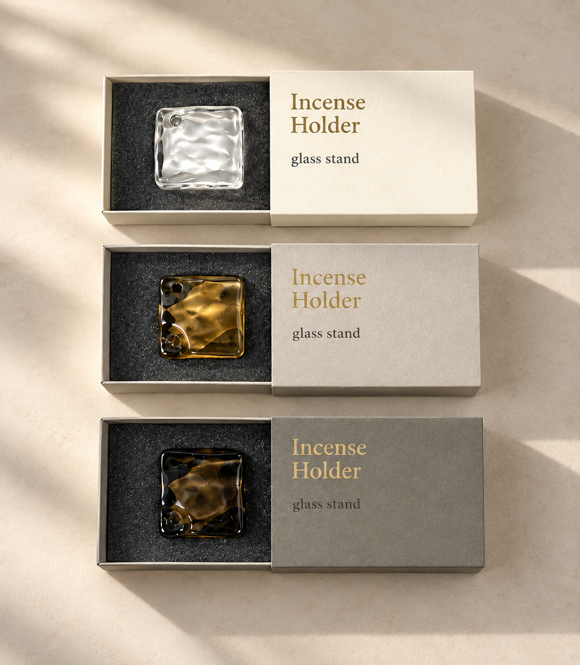 민트다 코우사이도 글라스 스퀘어 인센스 홀더 3종 Glass Square Incense Holder