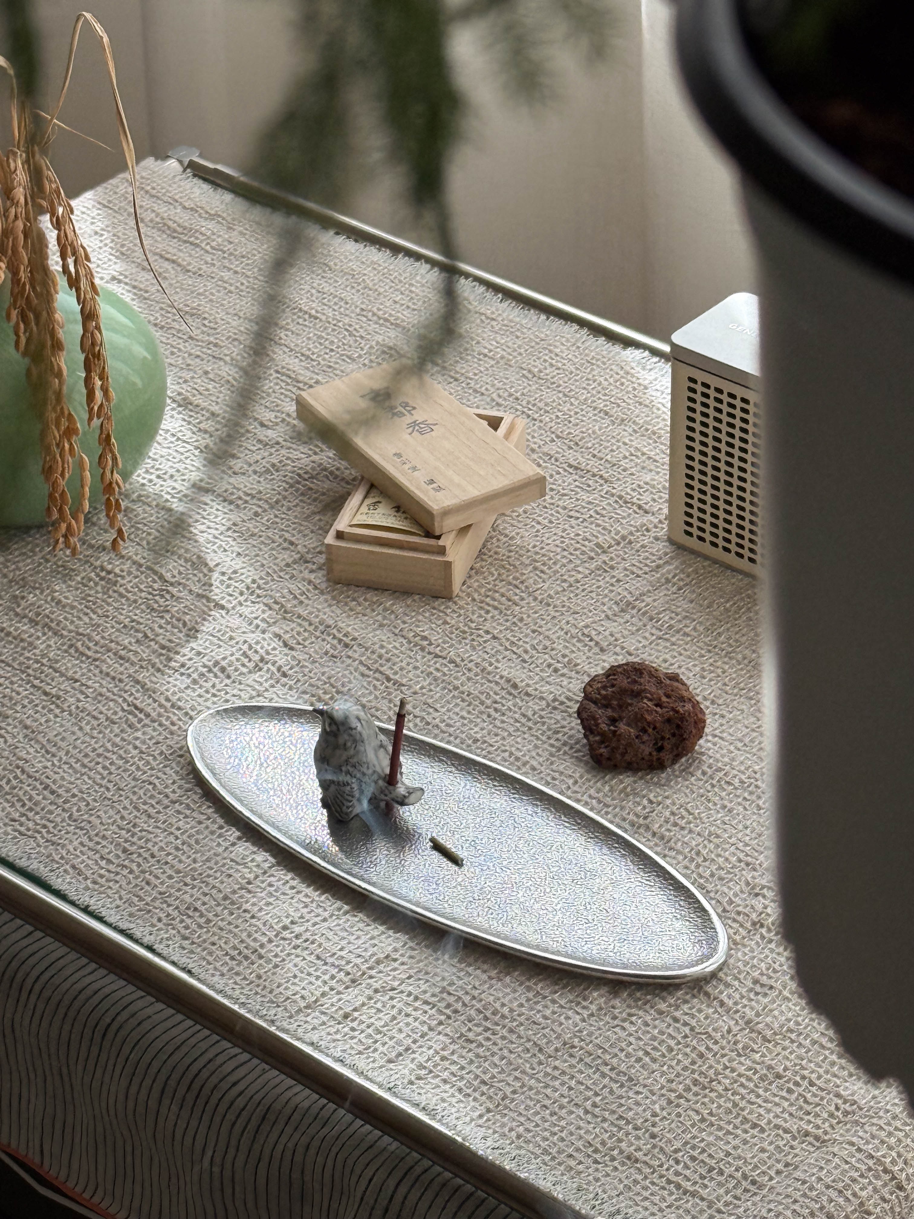 스미타니 오벌 인센스 트레이 실버 Sumitani Oval Incense Tray Silver