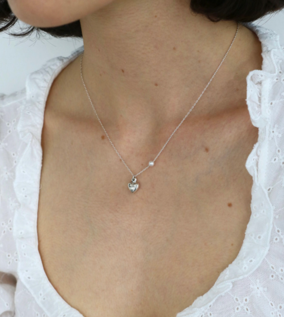 Heart pearl necklace (2color)