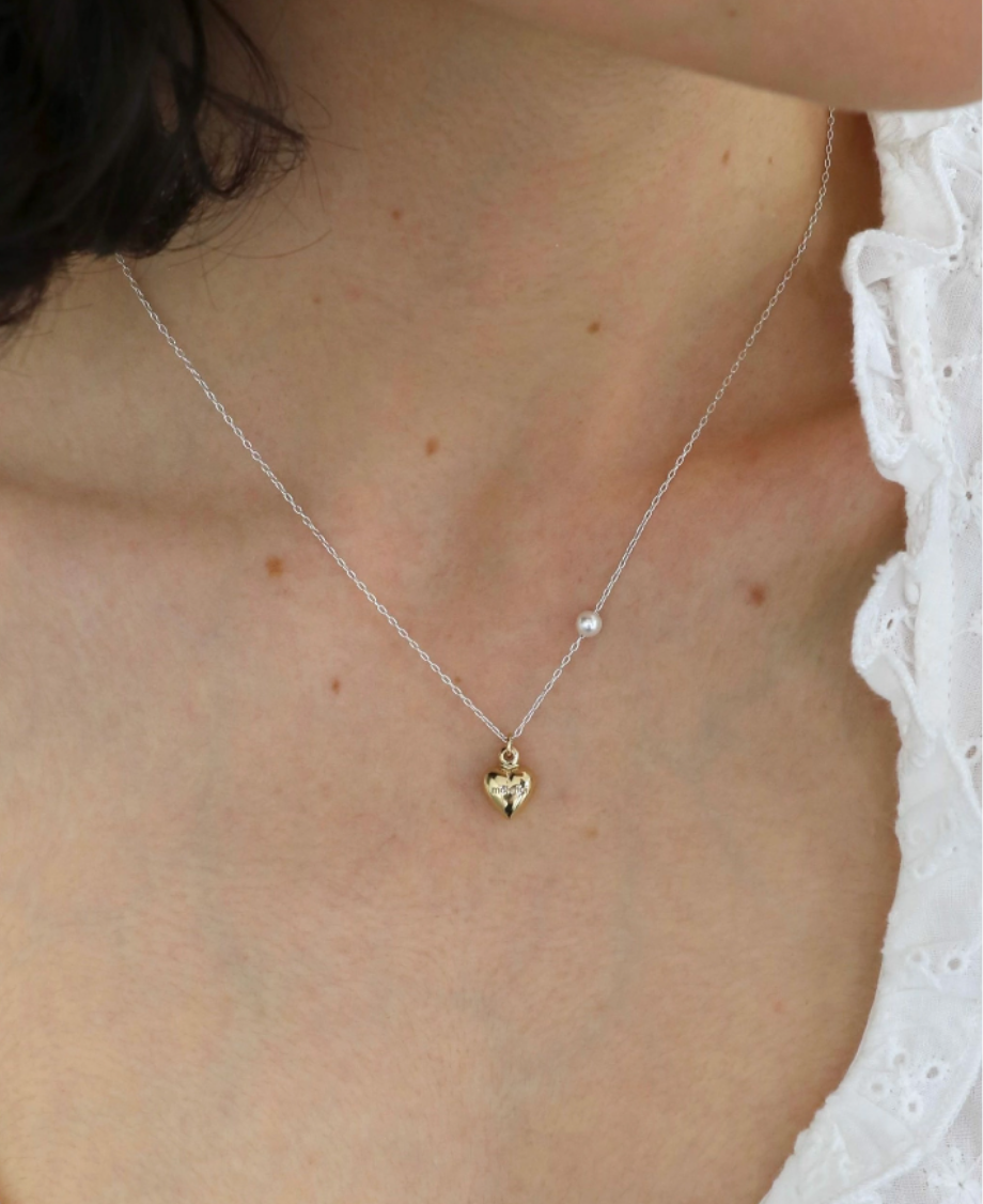 Heart pearl necklace (2color)