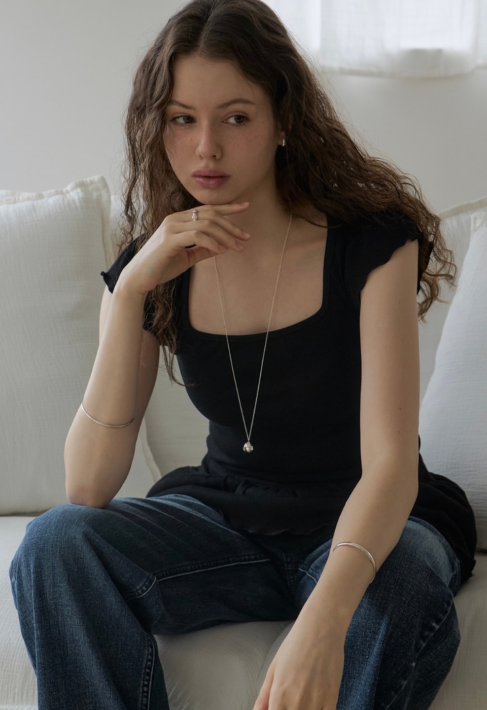 Water drop long necklace