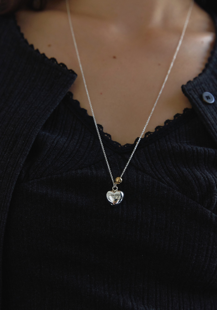 Heart ball long necklace (2color)