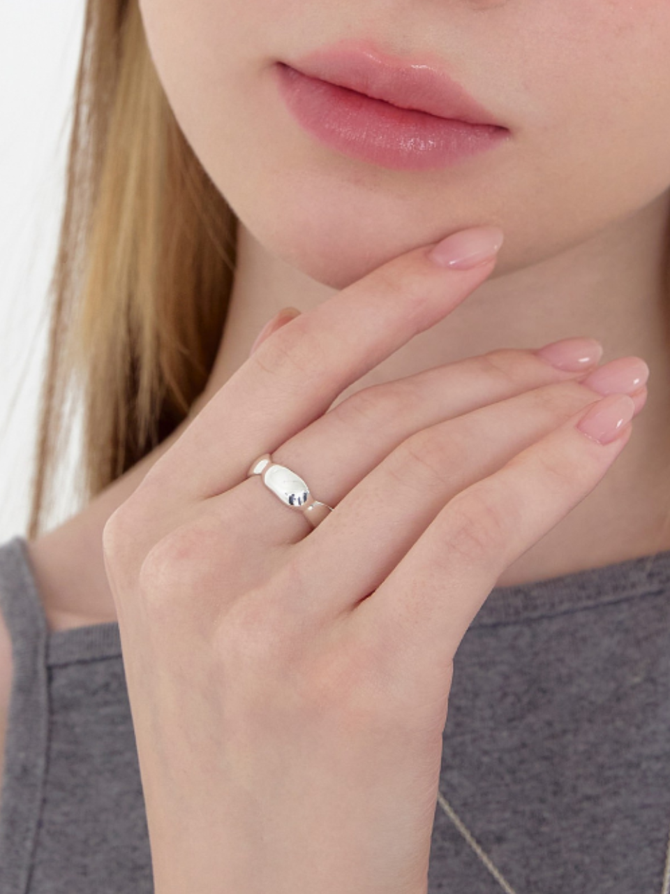 Pebble open ring (2color)