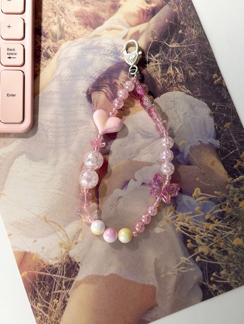 Pink Butter Heart Keyring