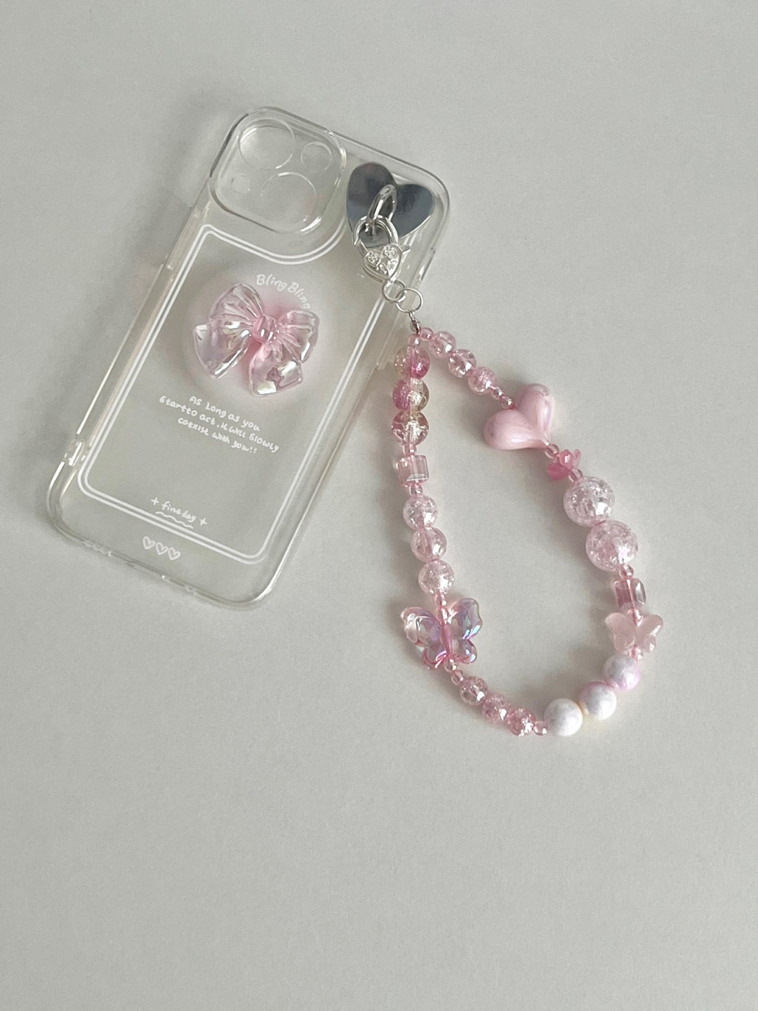 Pink Butter Heart Keyring