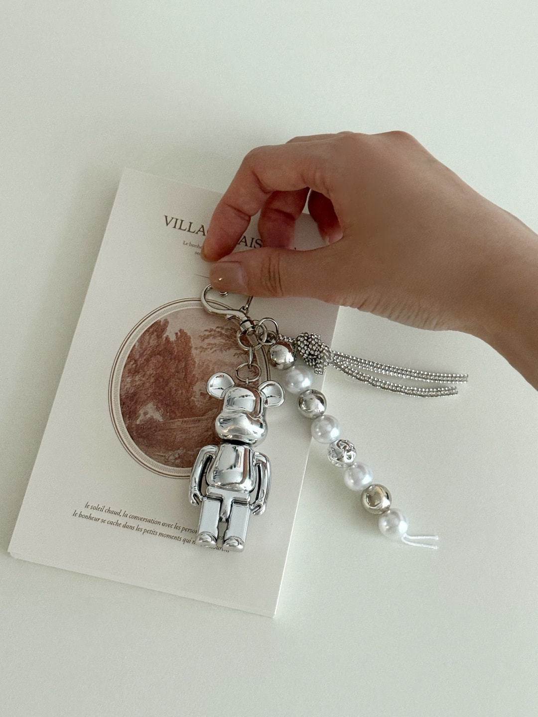 Shine Bear Silver Keyring